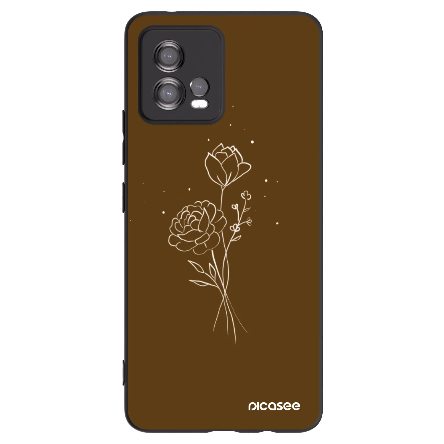 Picasee silikonowe czarne etui na Motorola Moto G72 - Brown flowers