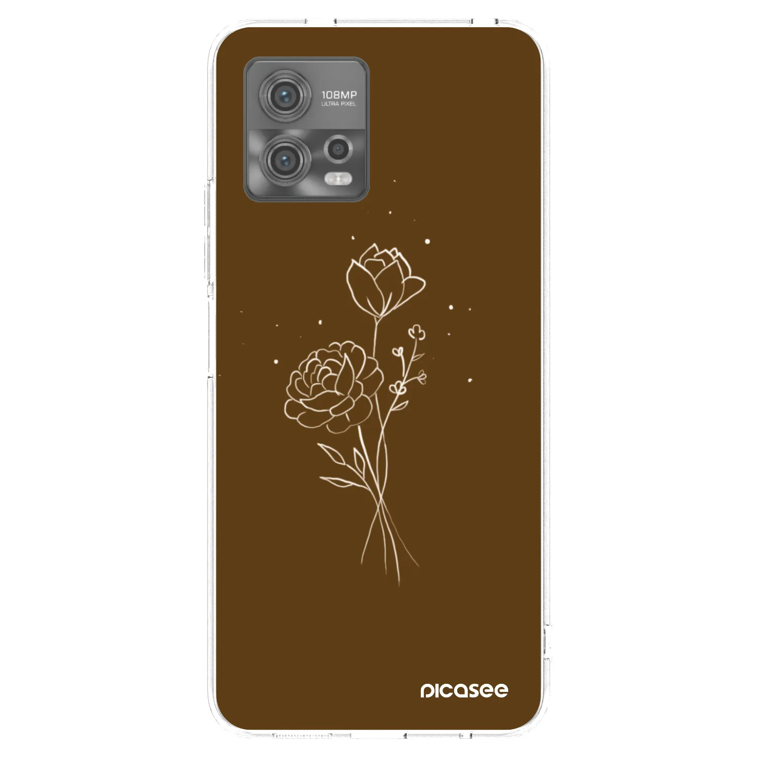 Picasee silikonowe przeźroczyste etui na Motorola Moto G72 - Brown flowers