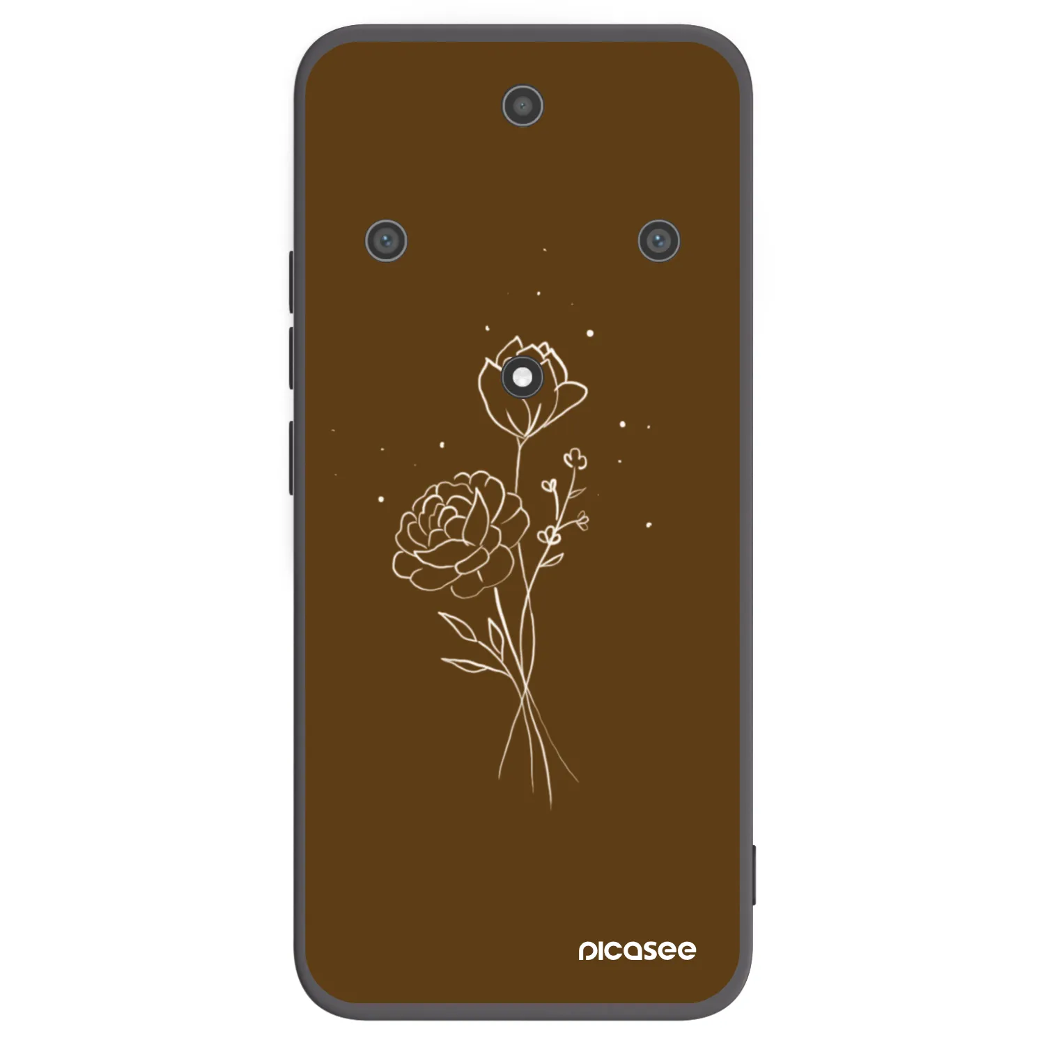 Picasee silikonowe czarne etui na Honor Magic5 Lite 5G - Brown flowers