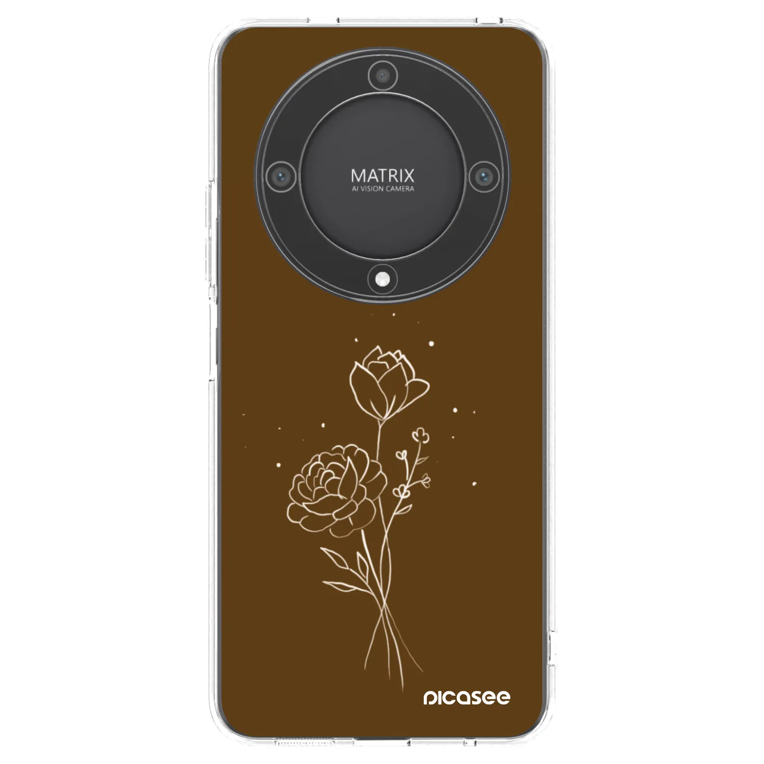 Picasee silikonowe przeźroczyste etui na Honor Magic5 Lite 5G - Brown flowers