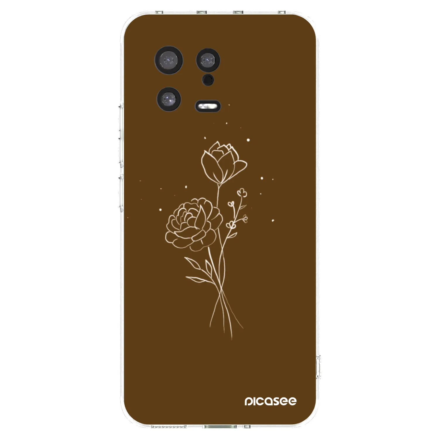 Picasee silikonowe przeźroczyste etui na Xiaomi 13 - Brown flowers