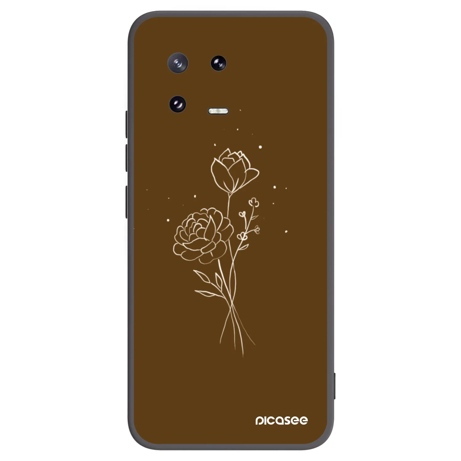 Picasee silikonowe czarne etui na Xiaomi 13 Pro - Brown flowers