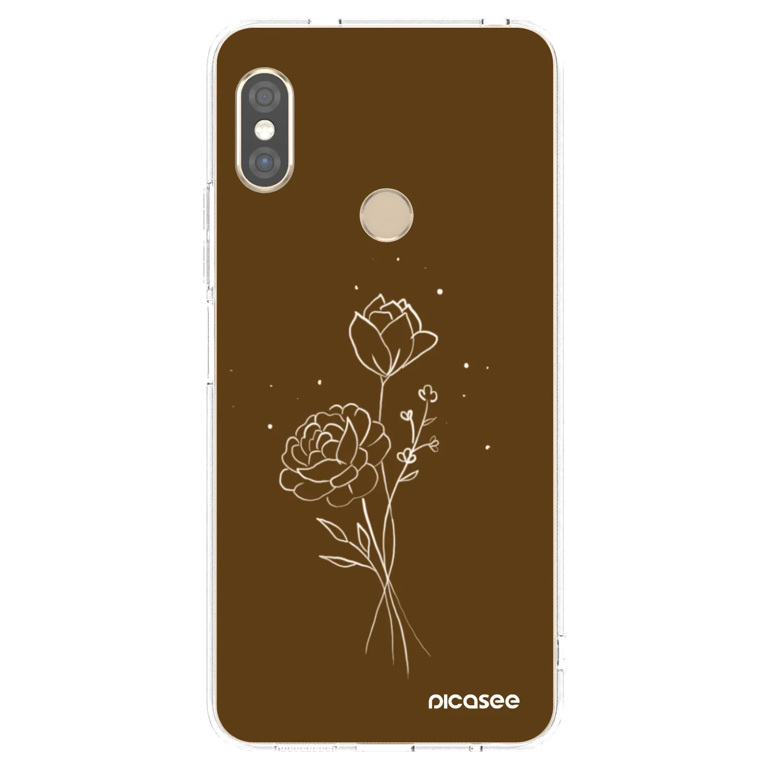 Picasee silikonowe przeźroczyste etui na Xiaomi Redmi Note 5 Global - Brown flowers