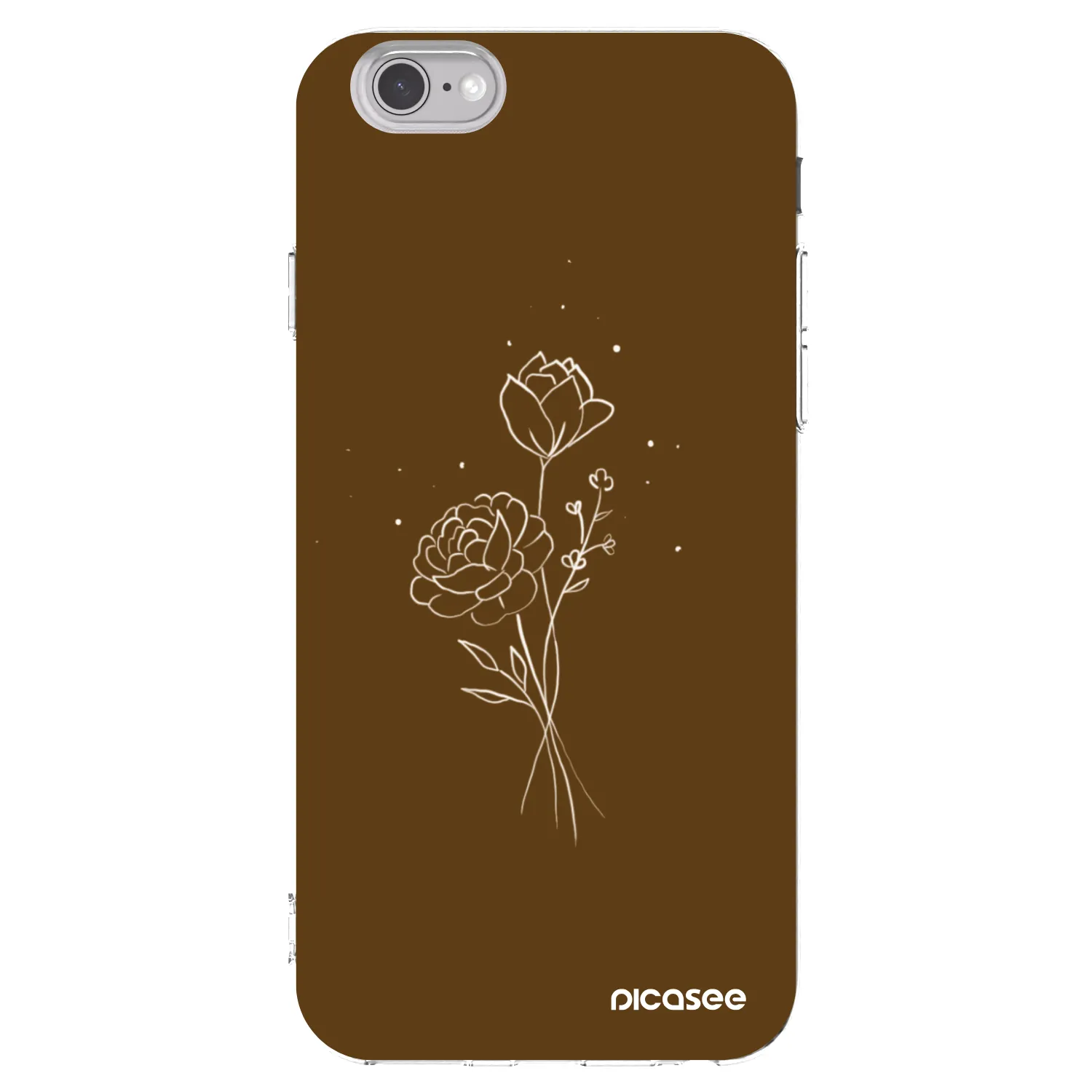 Picasee silikonowe przeźroczyste etui na Apple iPhone 6/6S - Brown flowers