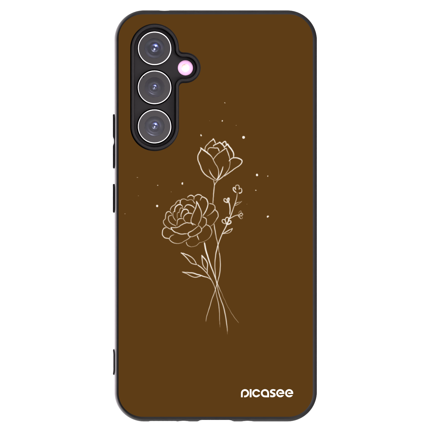 Picasee silikonowe czarne etui na Samsung Galaxy A54 5G A546B - Brown flowers