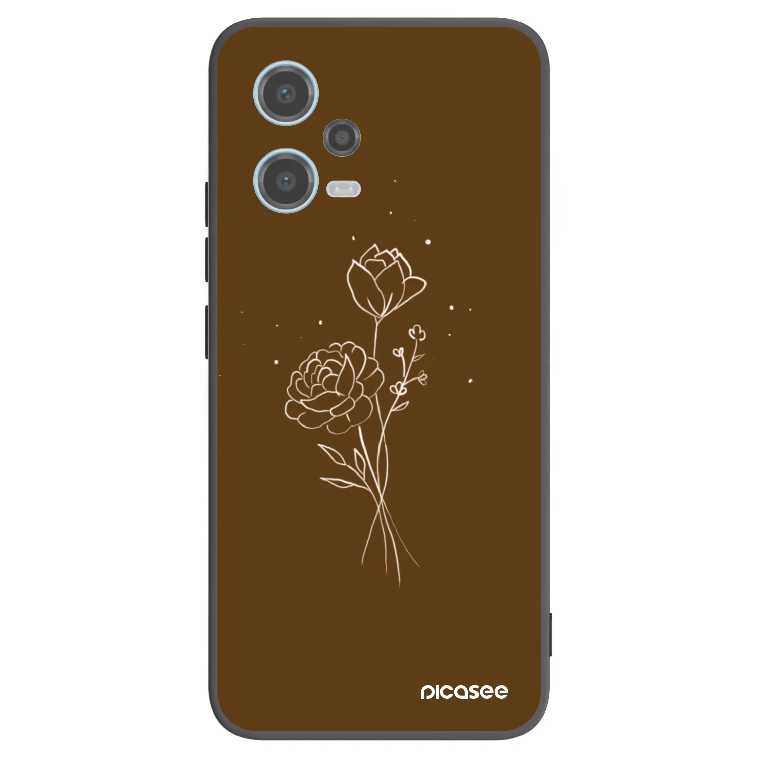 Picasee silikonowe czarne etui na Xiaomi Redmi Note 12 5G - Brown flowers