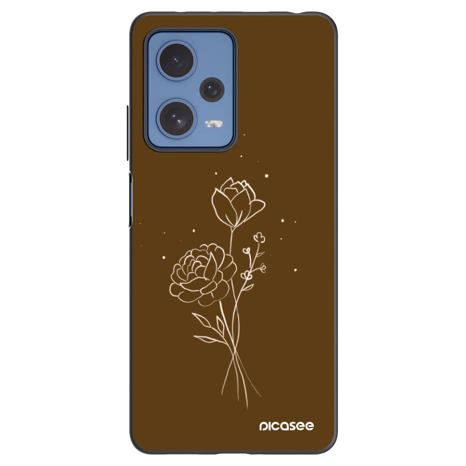 Picasee silikonowe czarne etui na Xiaomi Redmi Note 12 Pro 5G - Brown flowers