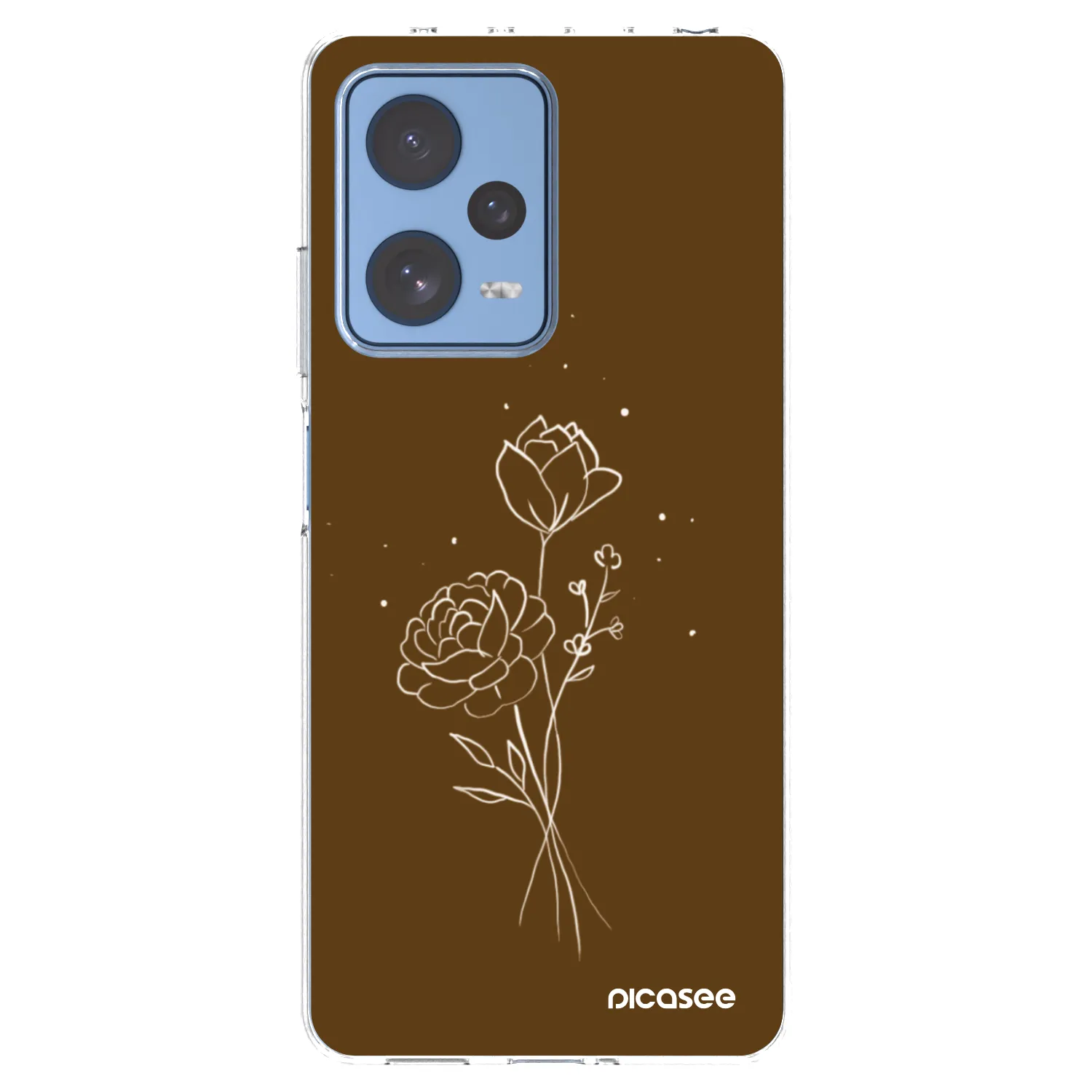 Picasee silikonowe przeźroczyste etui na Xiaomi Redmi Note 12 Pro 5G - Brown flowers