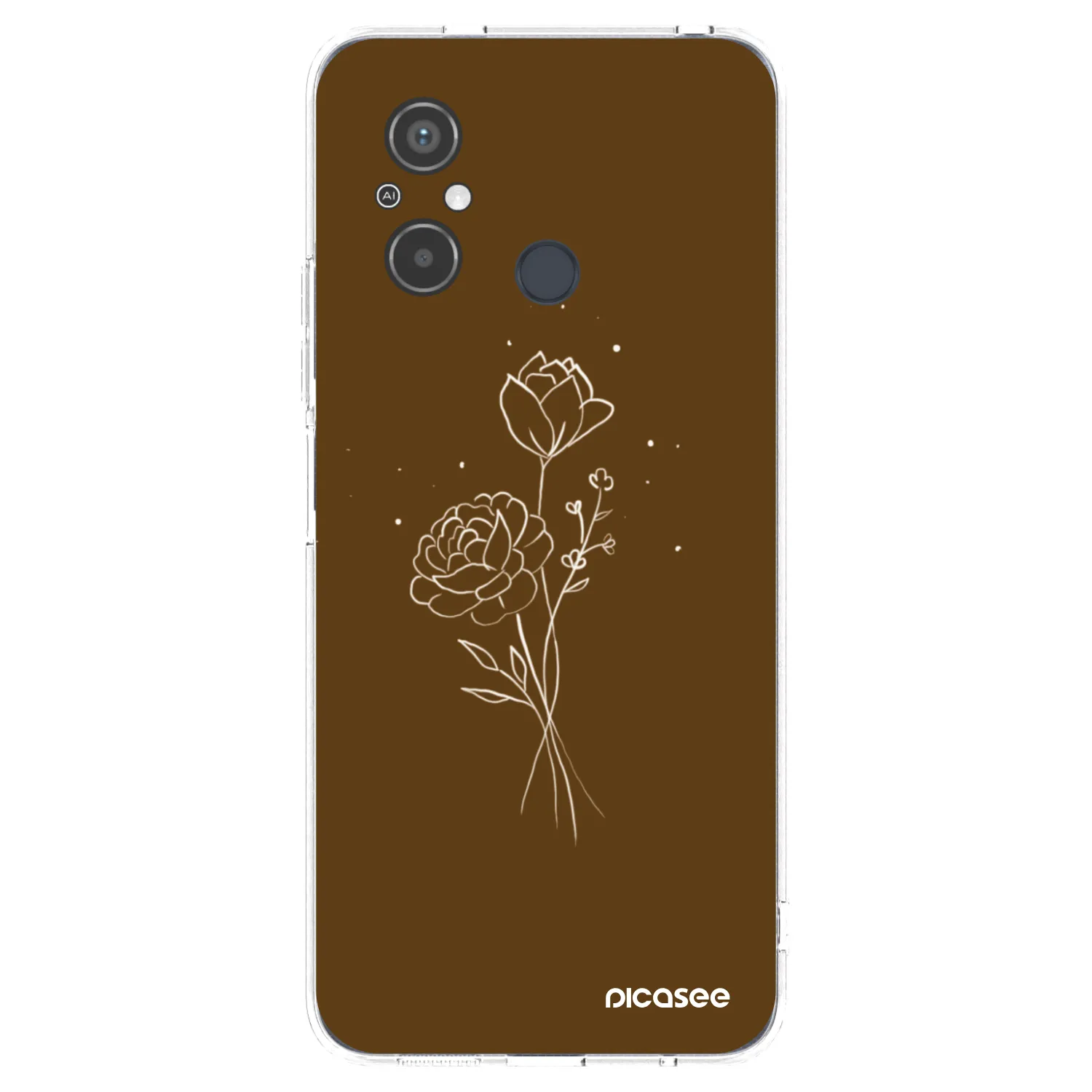 Picasee silikonowe przeźroczyste etui na Xiaomi Redmi 12C - Brown flowers