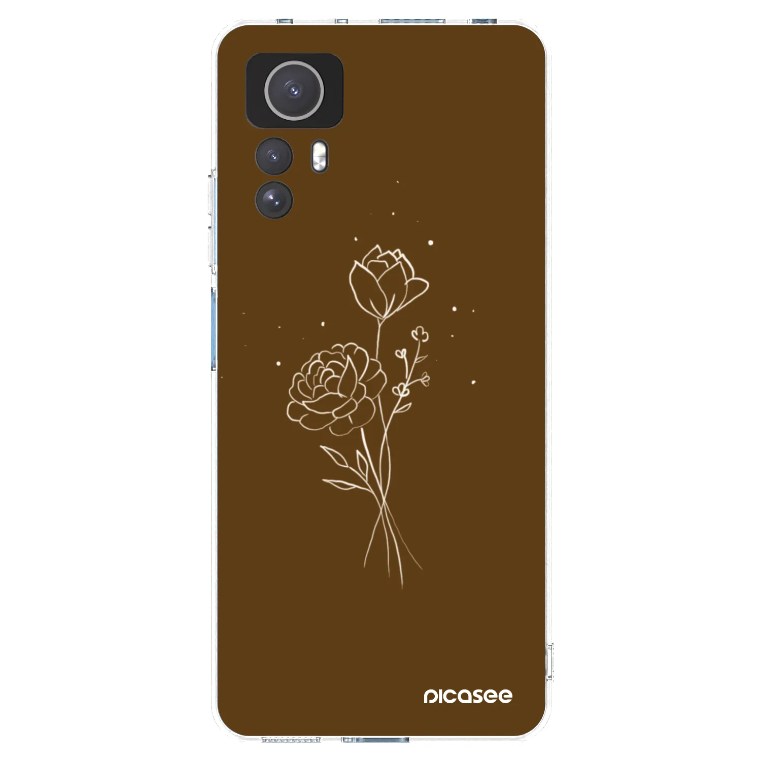 Picasee silikonowe przeźroczyste etui na Xiaomi Redmi Note 12S - Brown flowers