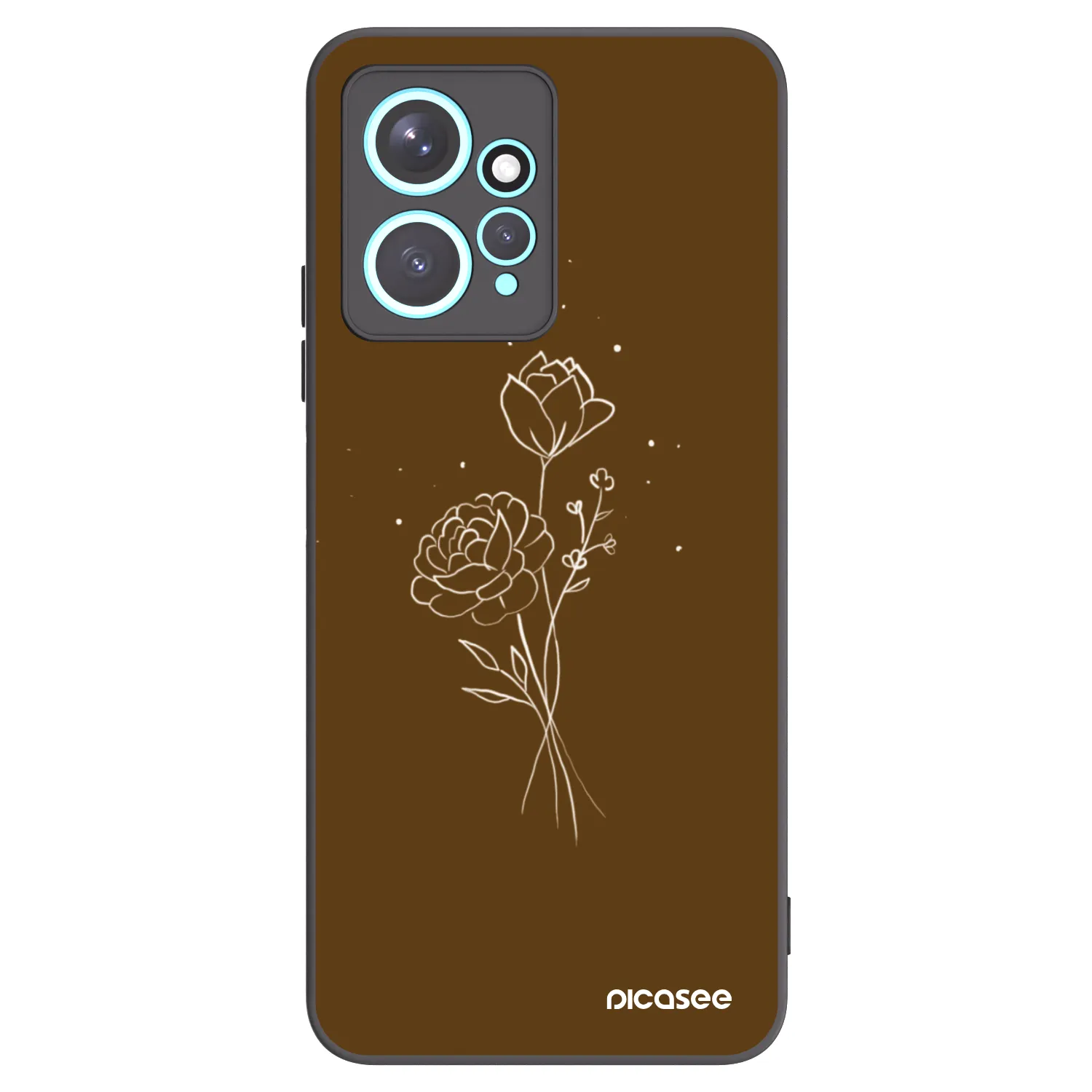 Picasee silikonowe czarne etui na Xiaomi Redmi Note 12 4G - Brown flowers