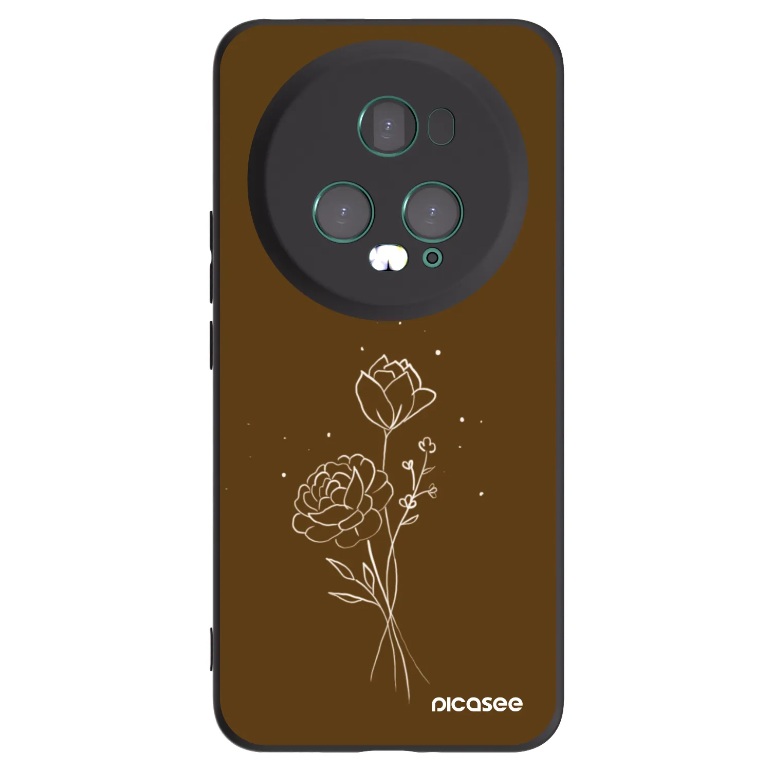 Picasee silikonowe czarne etui na Honor Magic5 Pro - Brown flowers