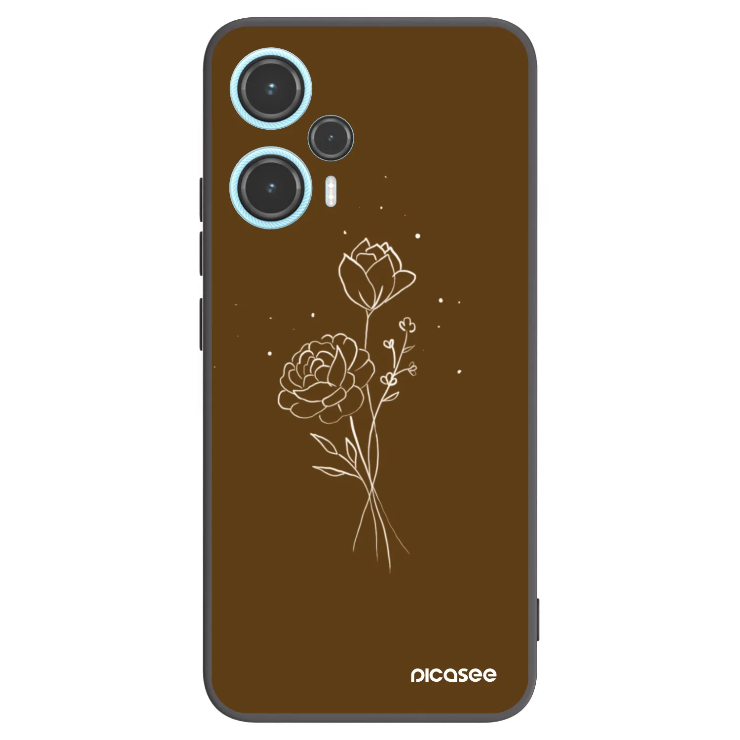 Picasee silikonowe czarne etui na Xiaomi Poco F5 - Brown flowers