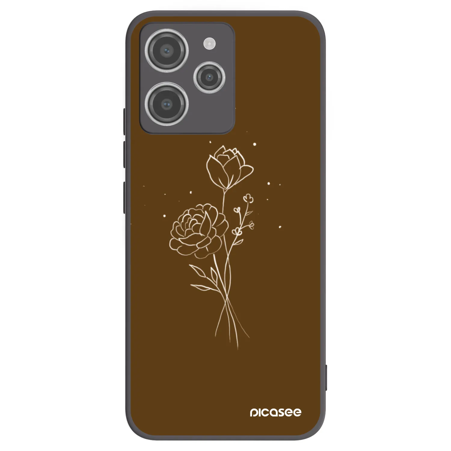 Picasee silikonowe czarne etui na Xiaomi Redmi 12 4G - Brown flowers