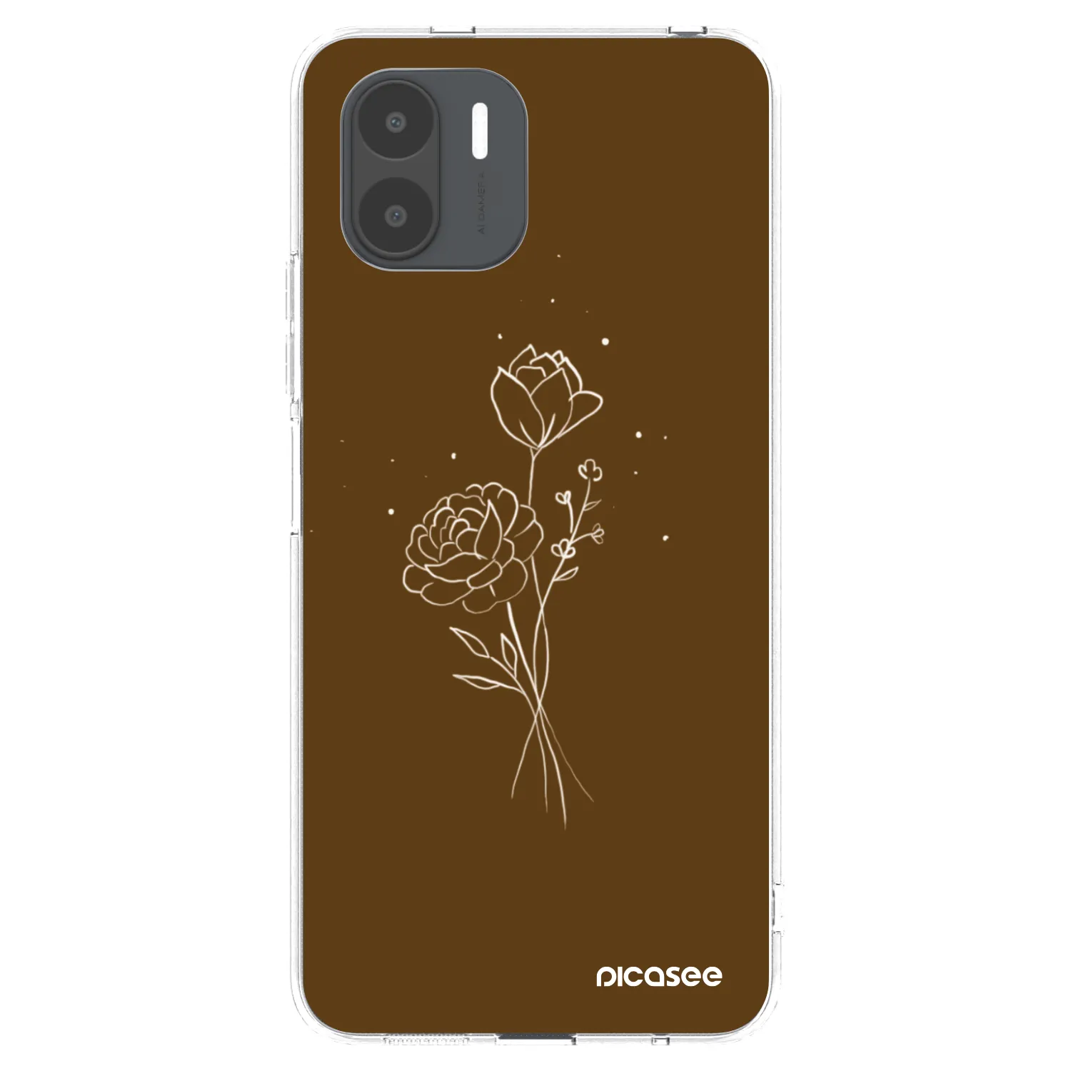 Picasee silikonowe przeźroczyste etui na Xiaomi Redmi A2 - Brown flowers