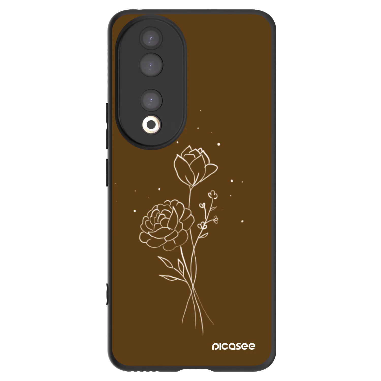 Picasee silikonowe czarne etui na Honor 90 5G - Brown flowers