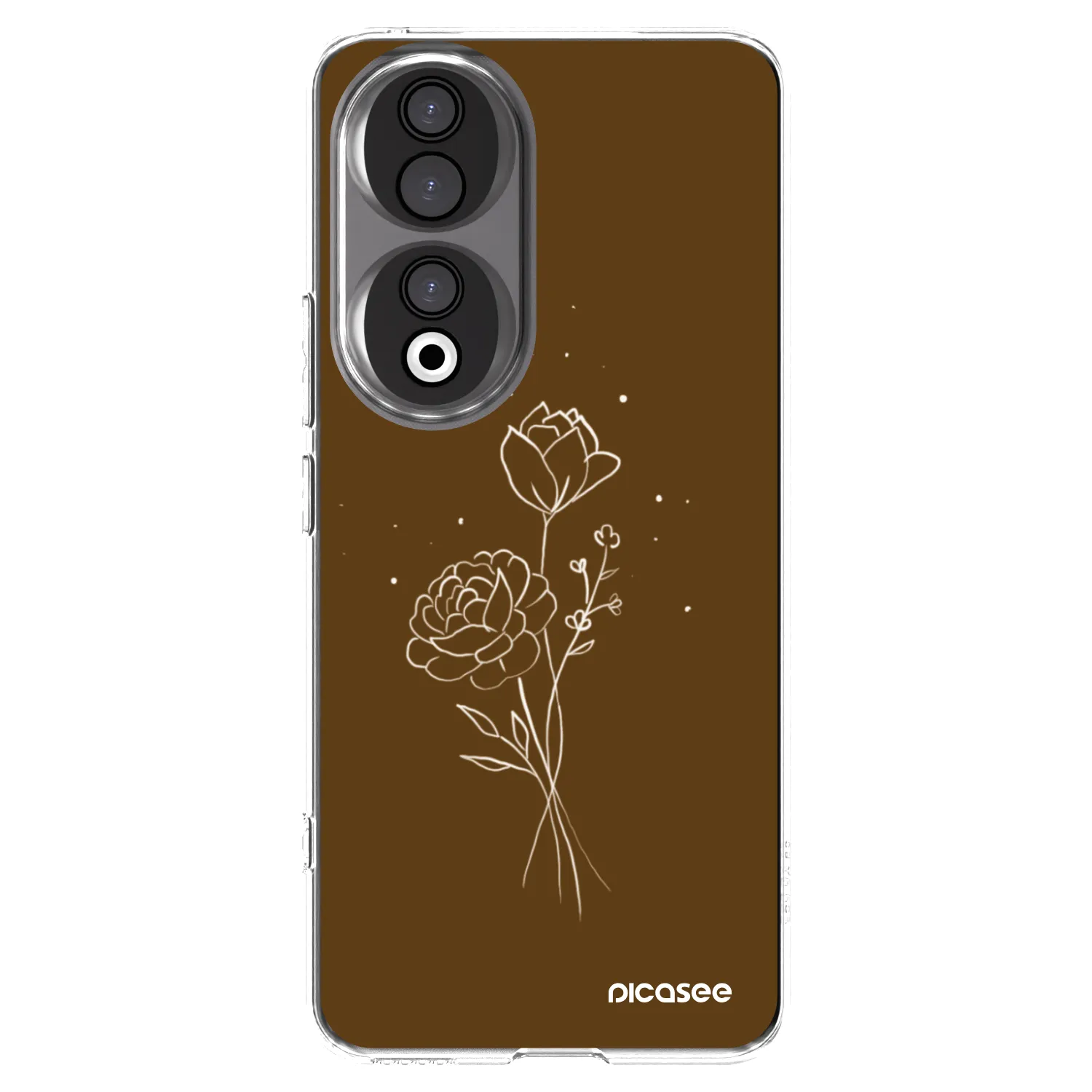 Picasee silikonowe przeźroczyste etui na Honor 90 5G - Brown flowers
