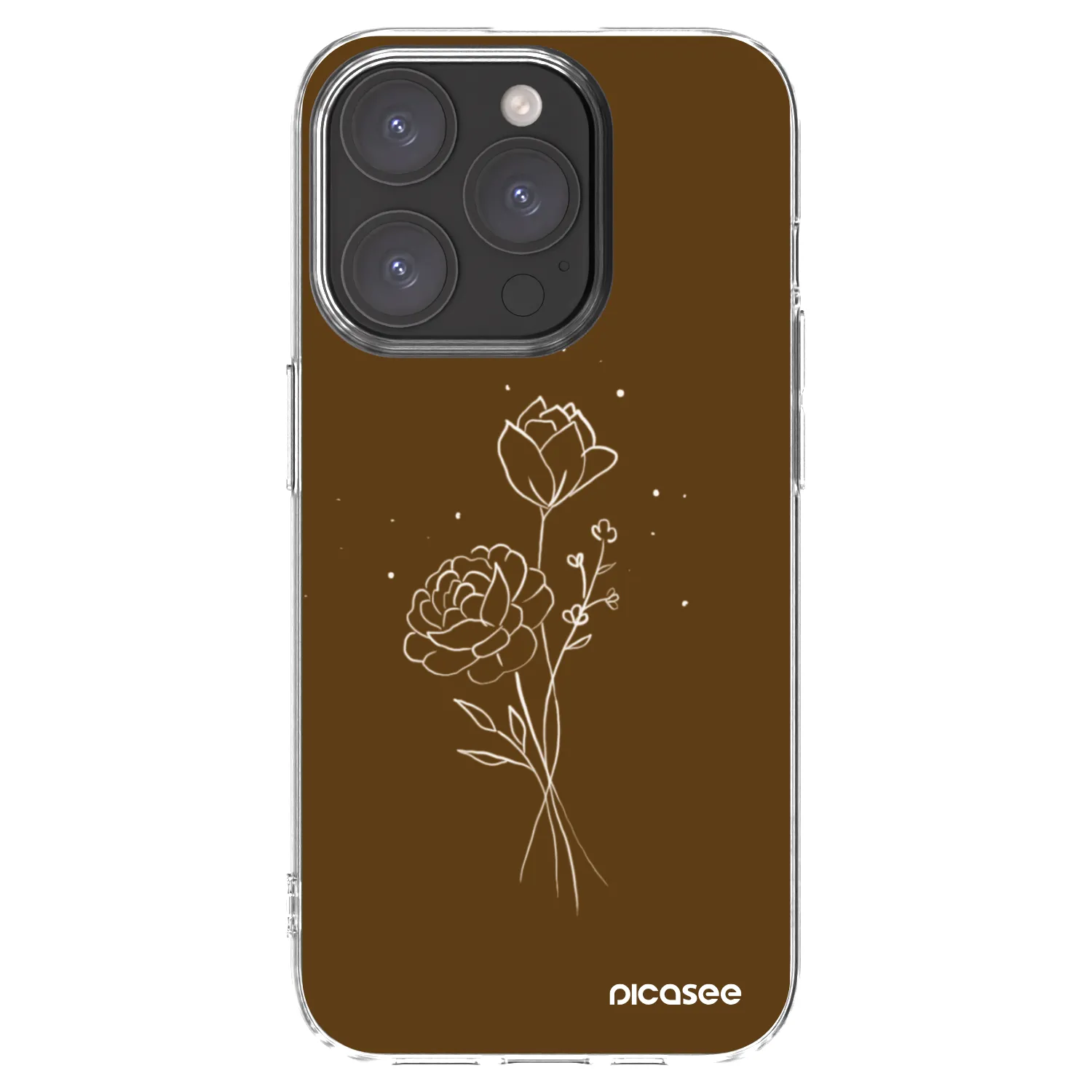 Picasee silikonowe przeźroczyste etui na Apple iPhone 15 Pro - Brown flowers
