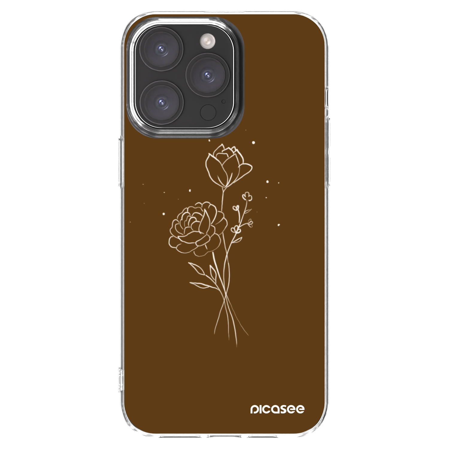 Picasee silikonowe przeźroczyste etui na Apple iPhone 15 Pro Max - Brown flowers