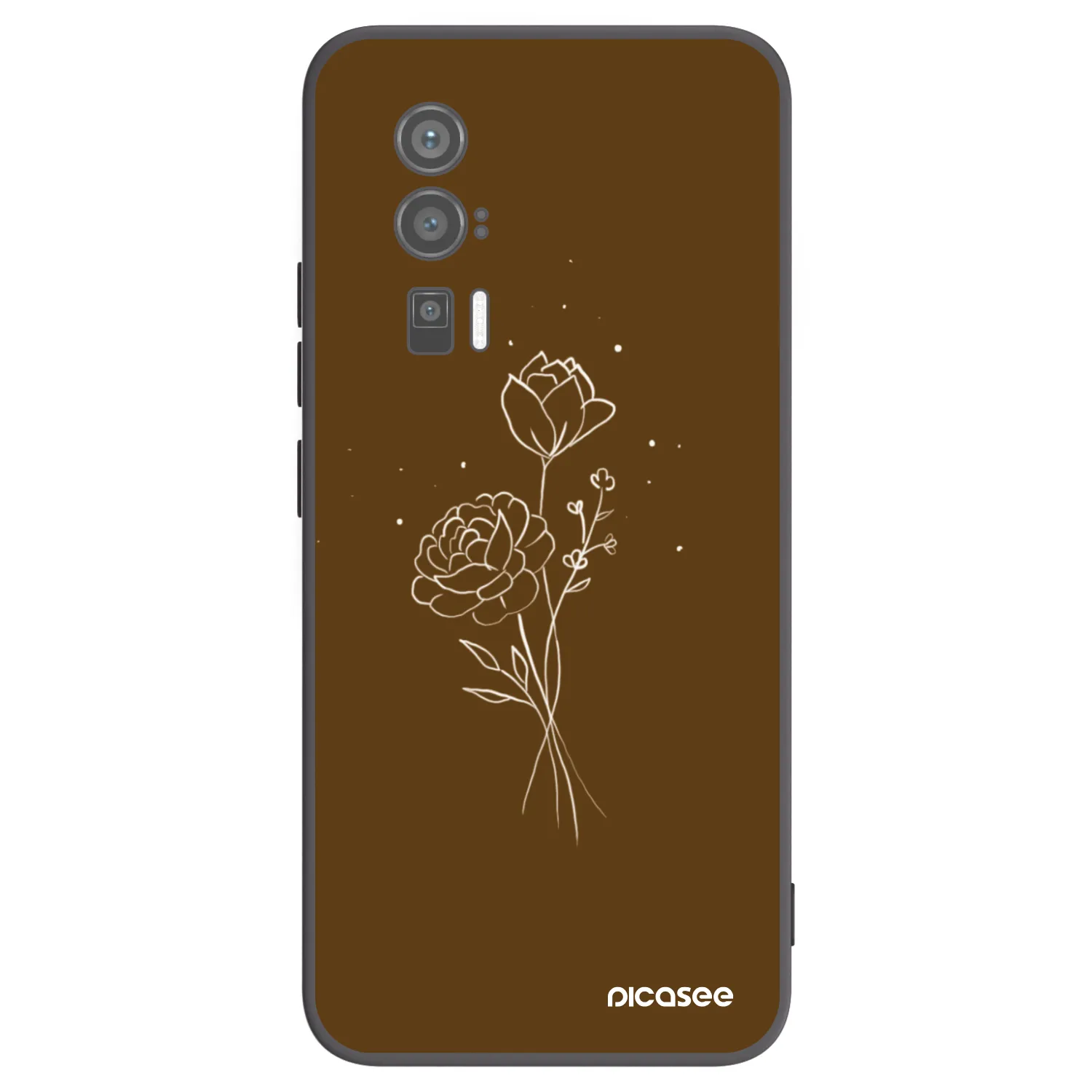 Picasee silikonowe czarne etui na Xiaomi Poco F5 Pro 5G - Brown flowers