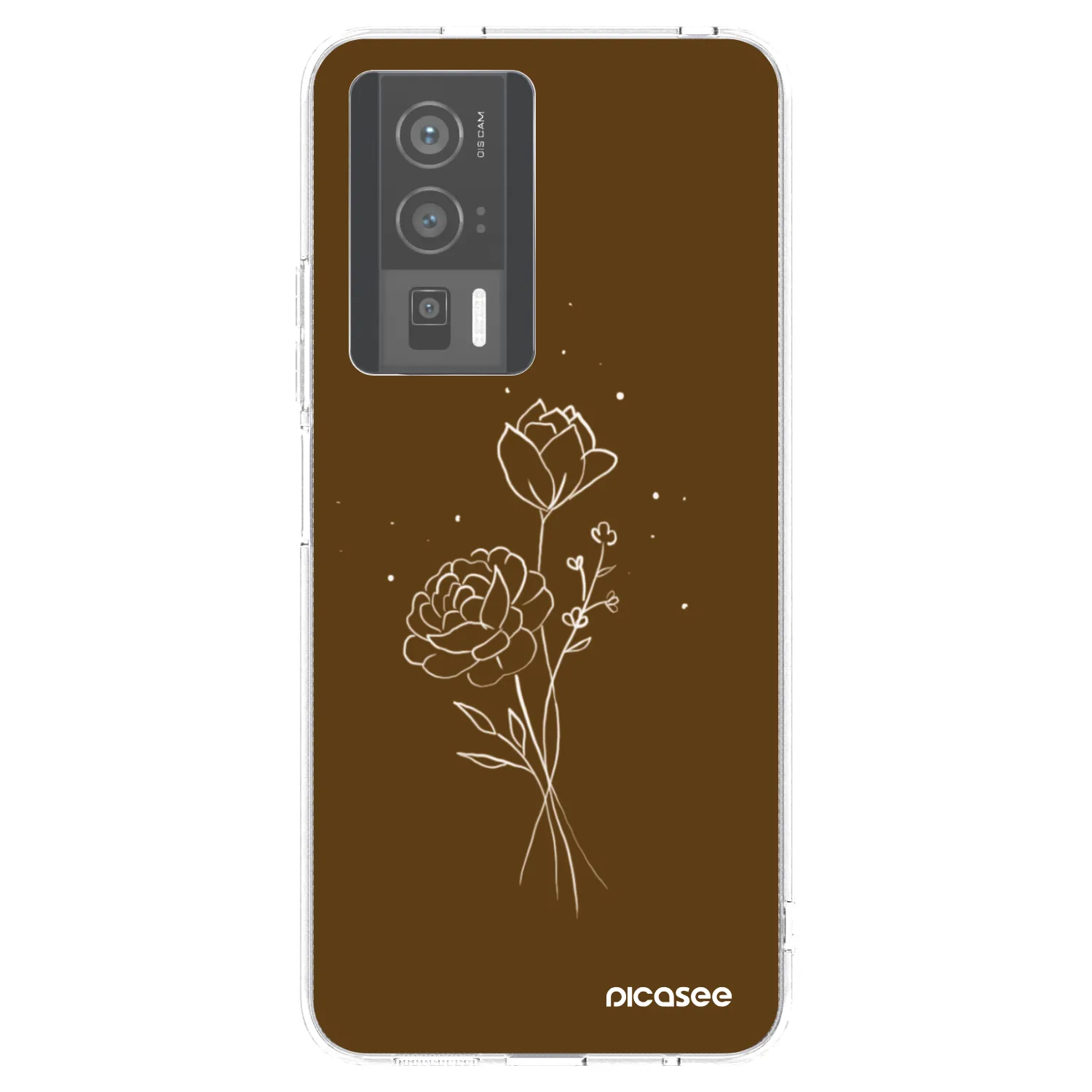 Picasee silikonowe przeźroczyste etui na Xiaomi Poco F5 Pro 5G - Brown flowers