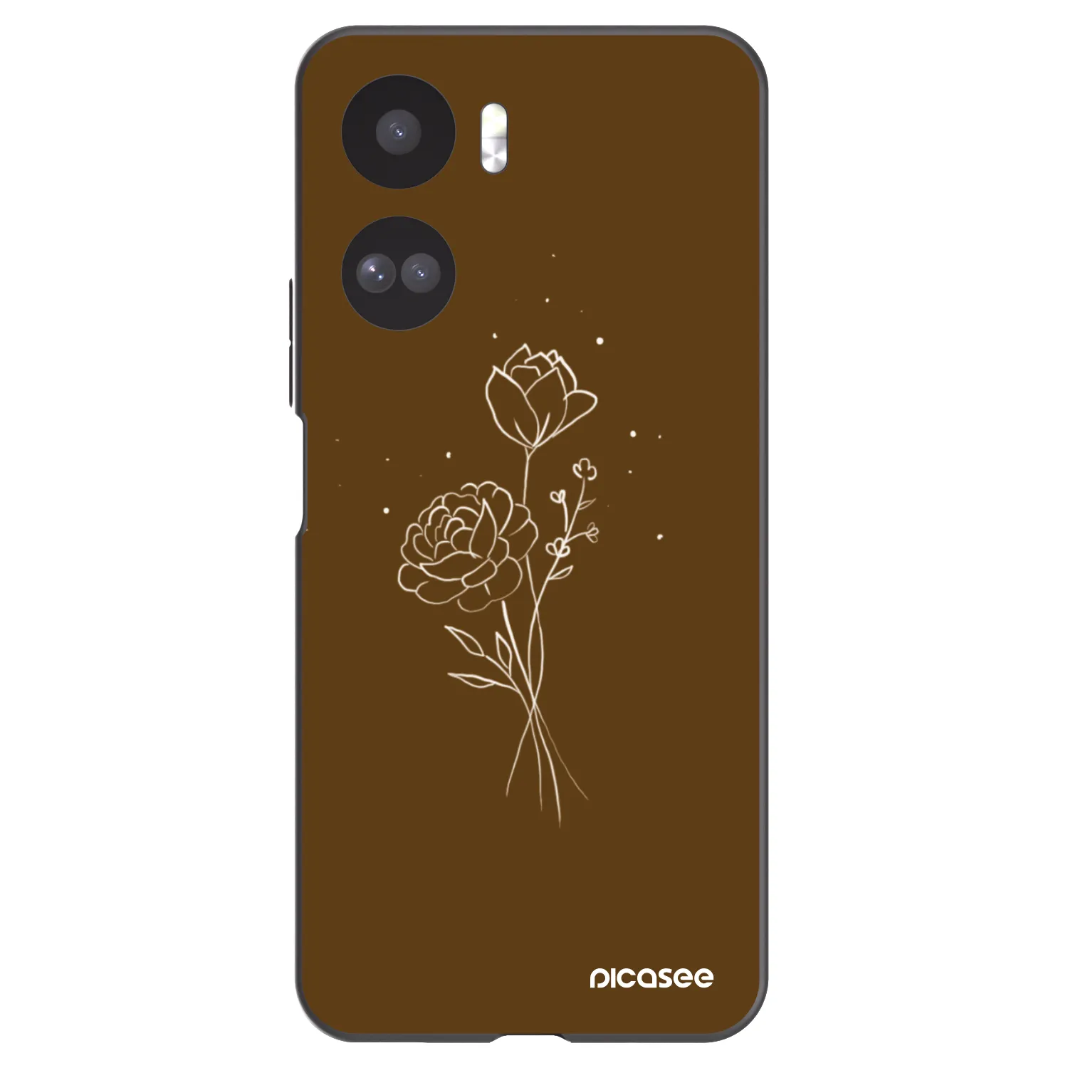 Picasee silikonowe czarne etui na Honor 90 Lite 5G - Brown flowers