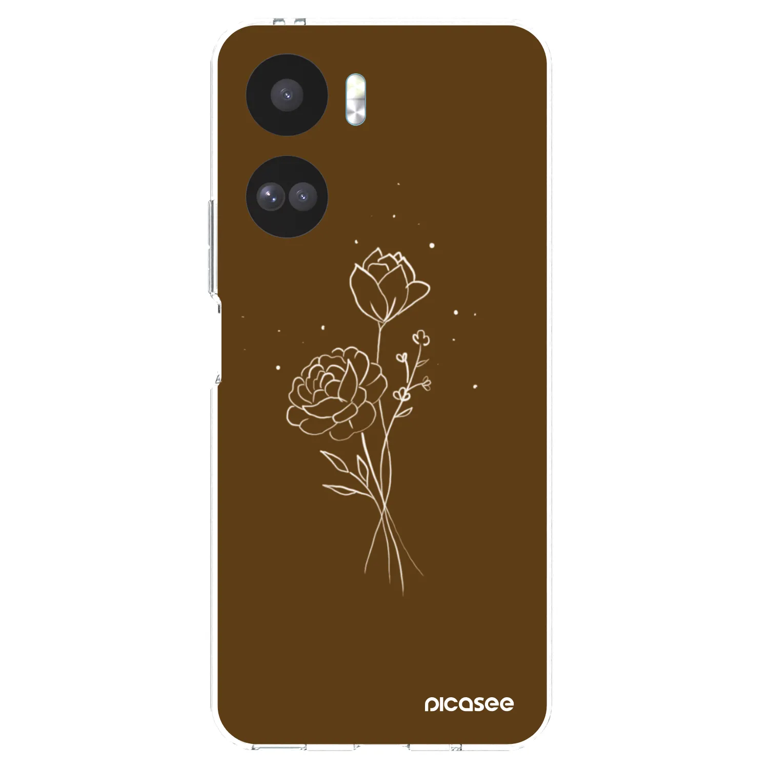 Picasee silikonowe przeźroczyste etui na Honor 90 Lite 5G - Brown flowers