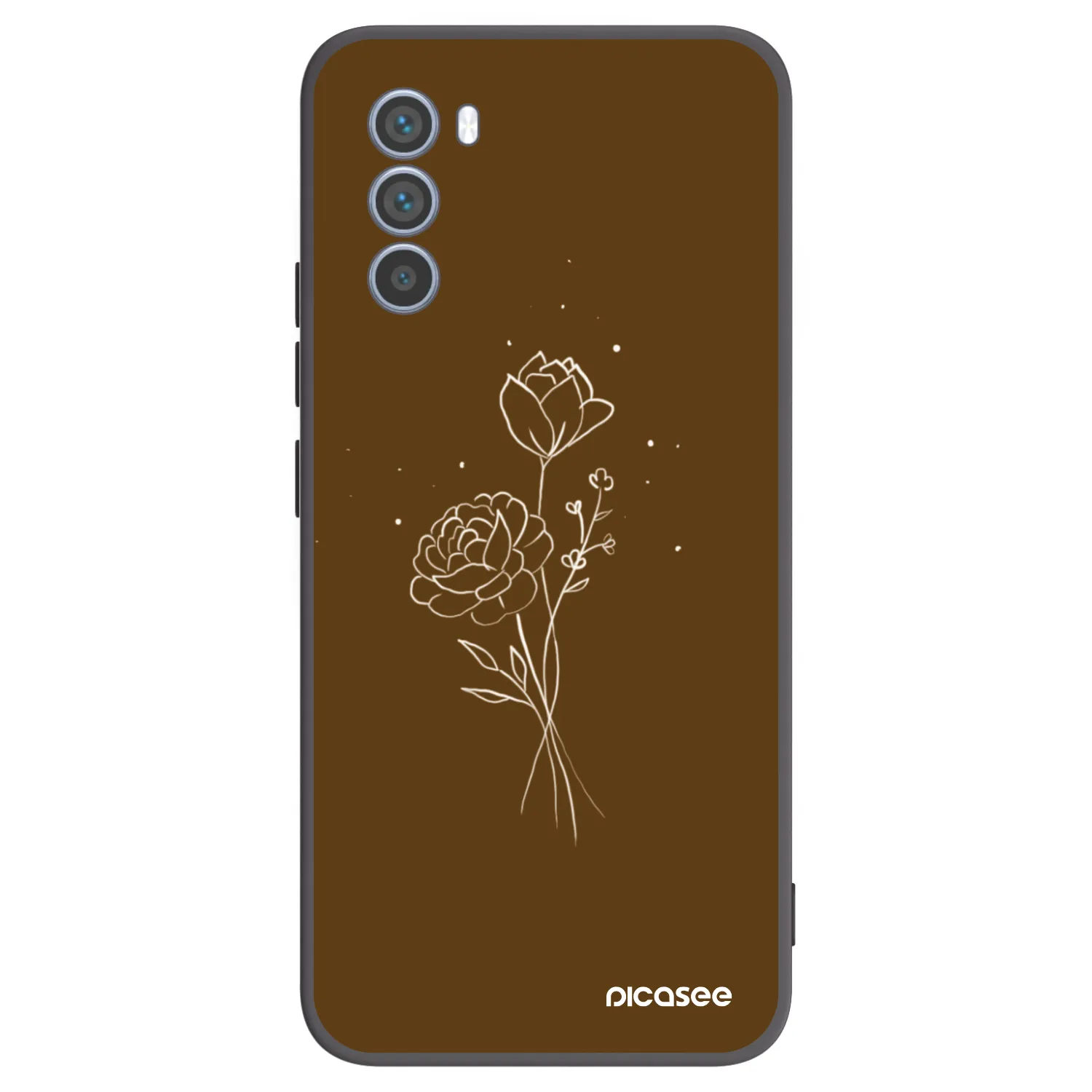 Picasee silikonowe czarne etui na Motorola Moto G62 - Brown flowers