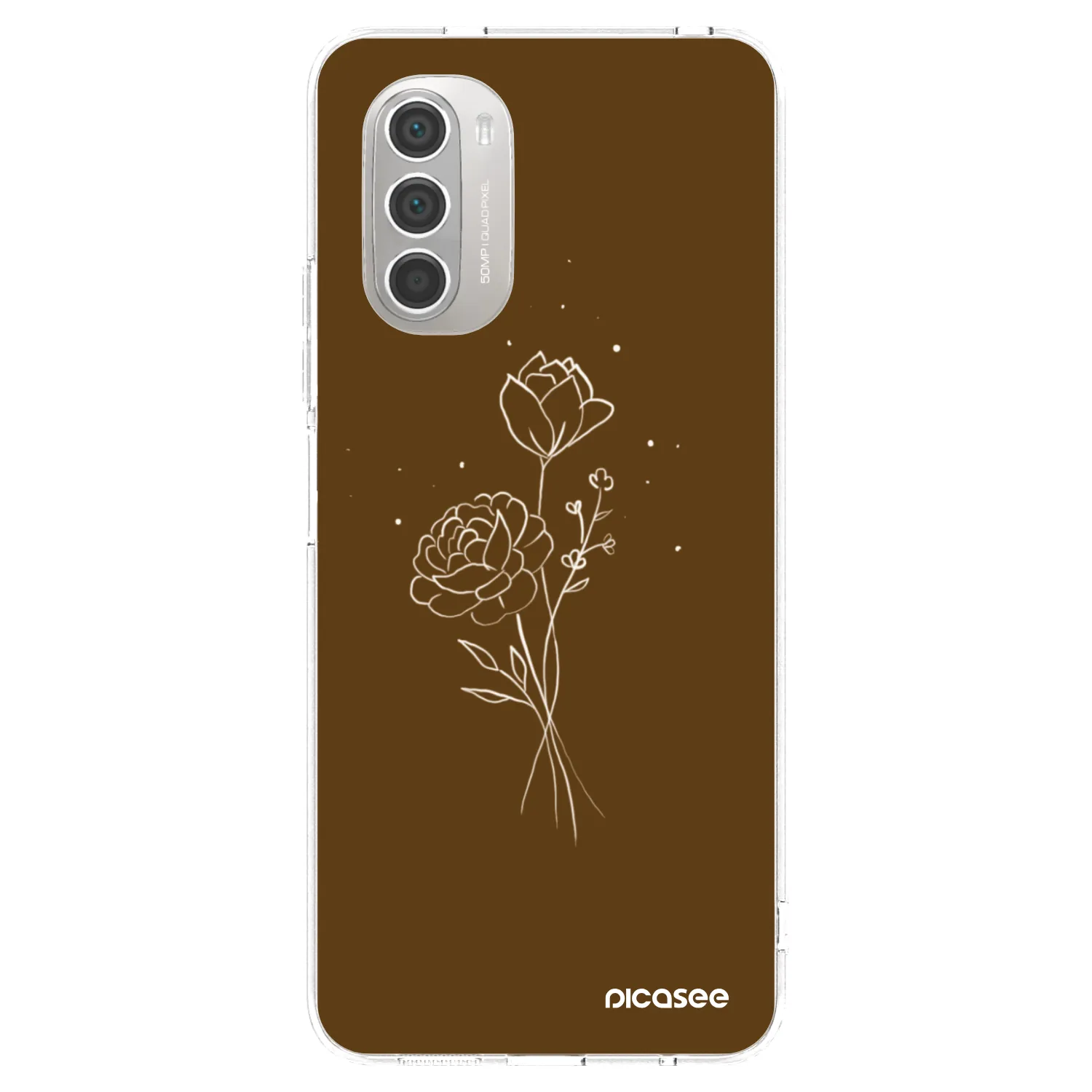 Picasee silikonowe przeźroczyste etui na Motorola Moto G51 - Brown flowers