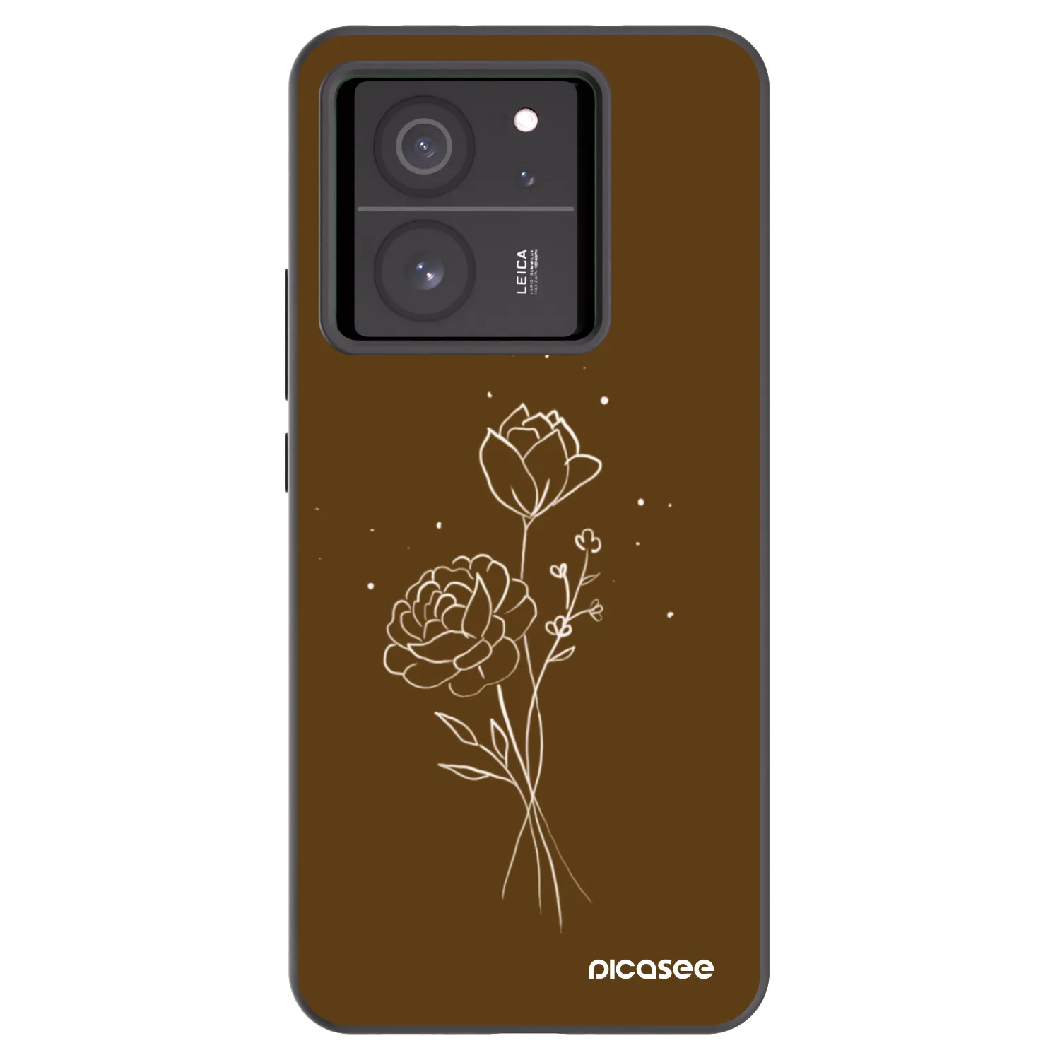 Picasee silikonowe czarne etui na Xiaomi 13T - Brown flowers