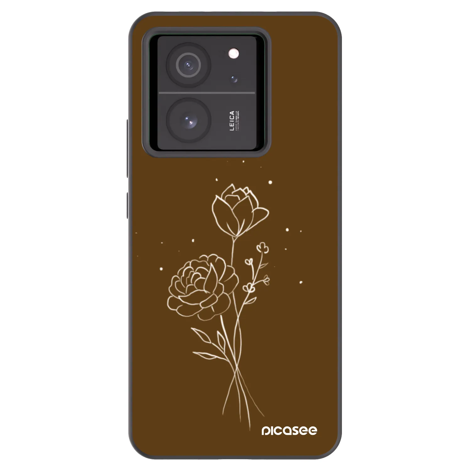 Picasee silikonowe czarne etui na Xiaomi 13T Pro - Brown flowers