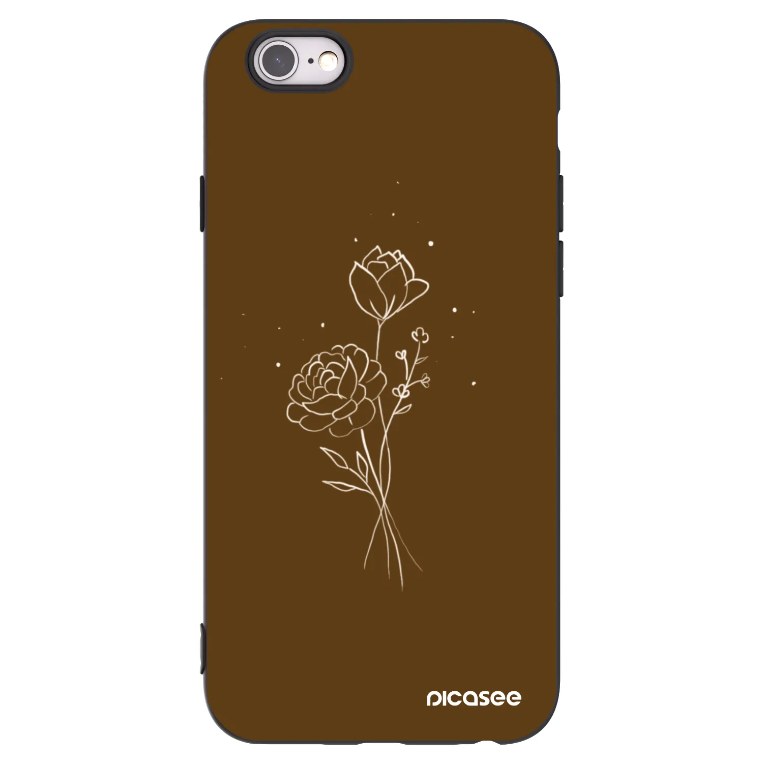 Picasee silikonowe czarne etui na Apple iPhone 6/6S - Brown flowers