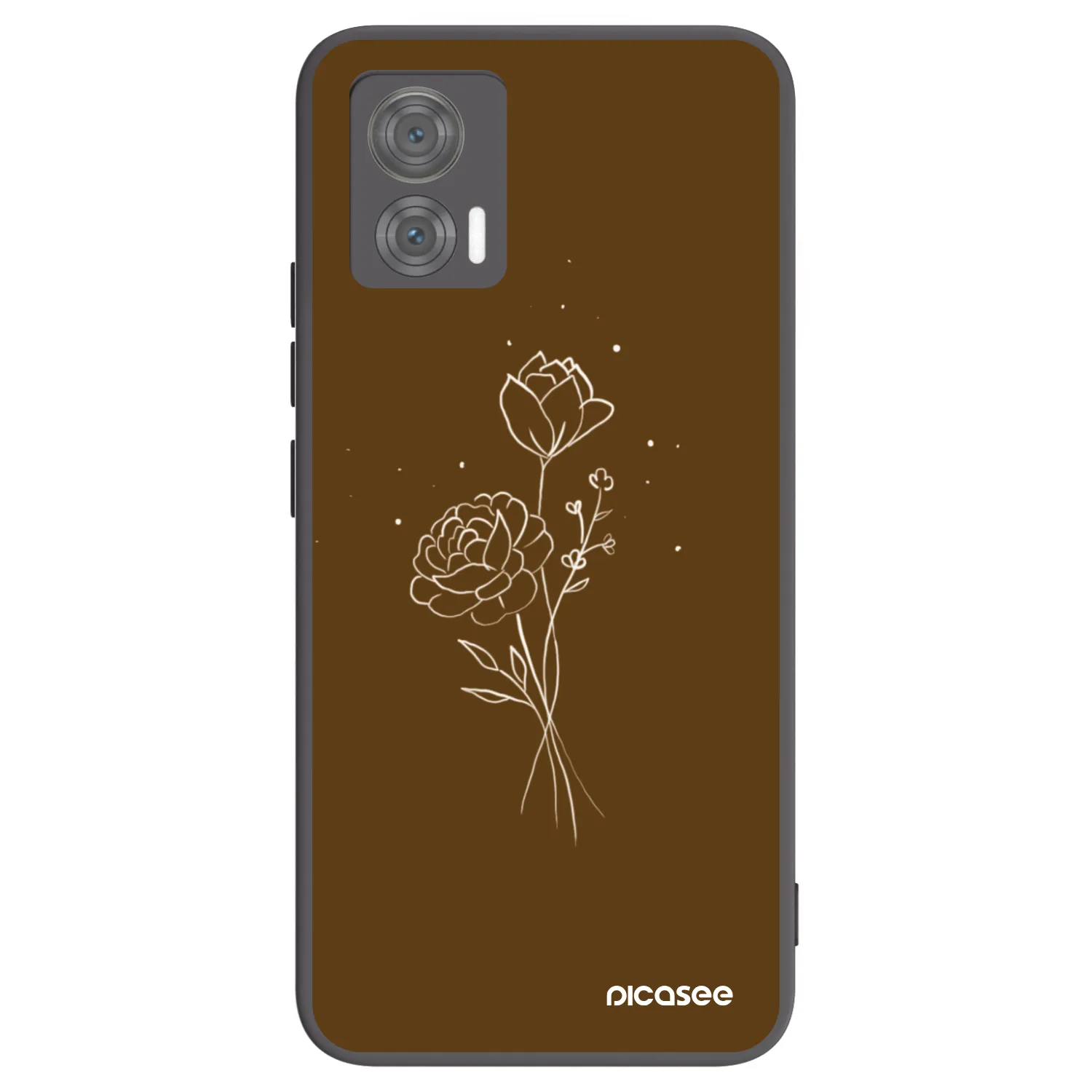 Picasee silikonowe czarne etui na Motorola Edge 30 Neo - Brown flowers