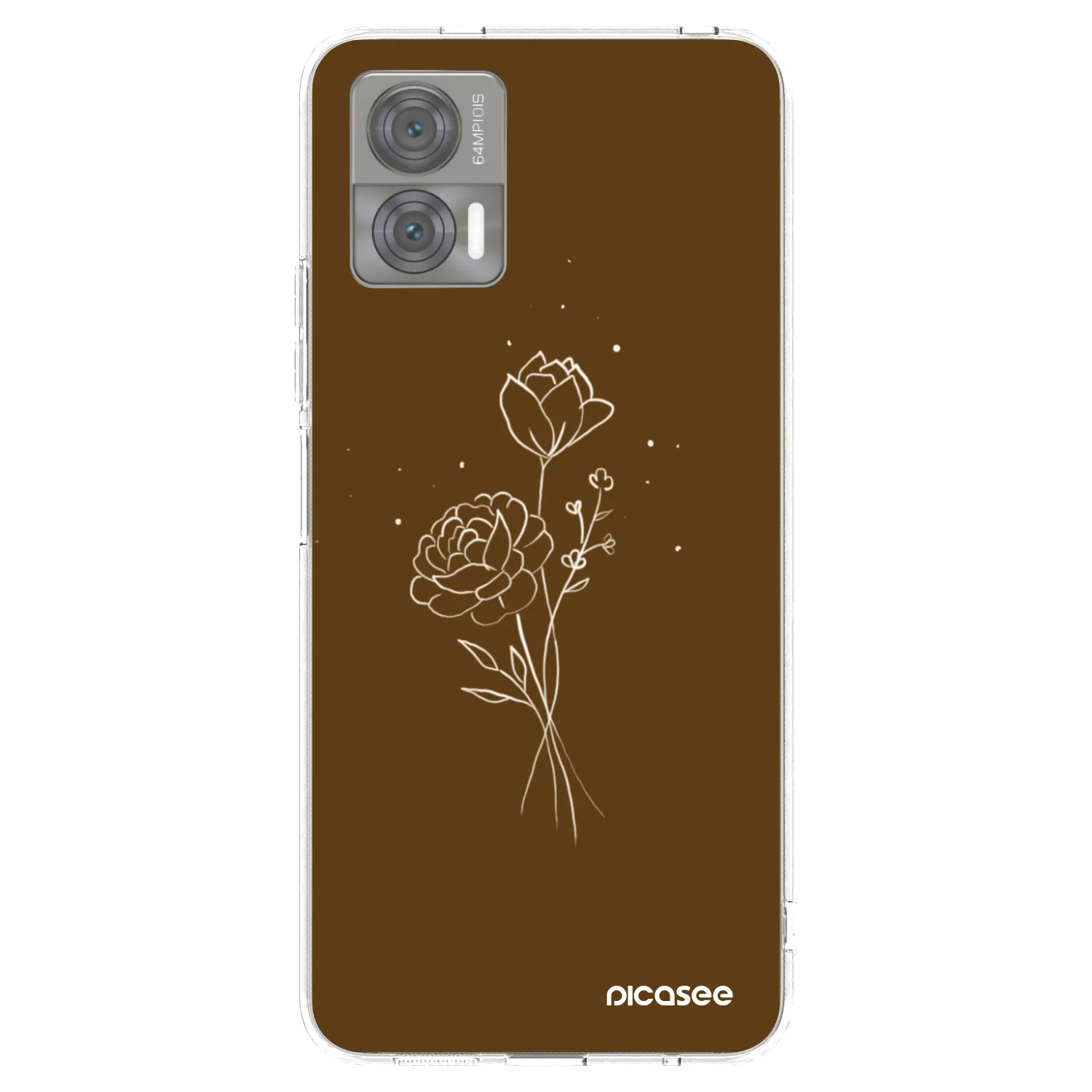 Picasee silikonowe przeźroczyste etui na Motorola Edge 30 Neo - Brown flowers