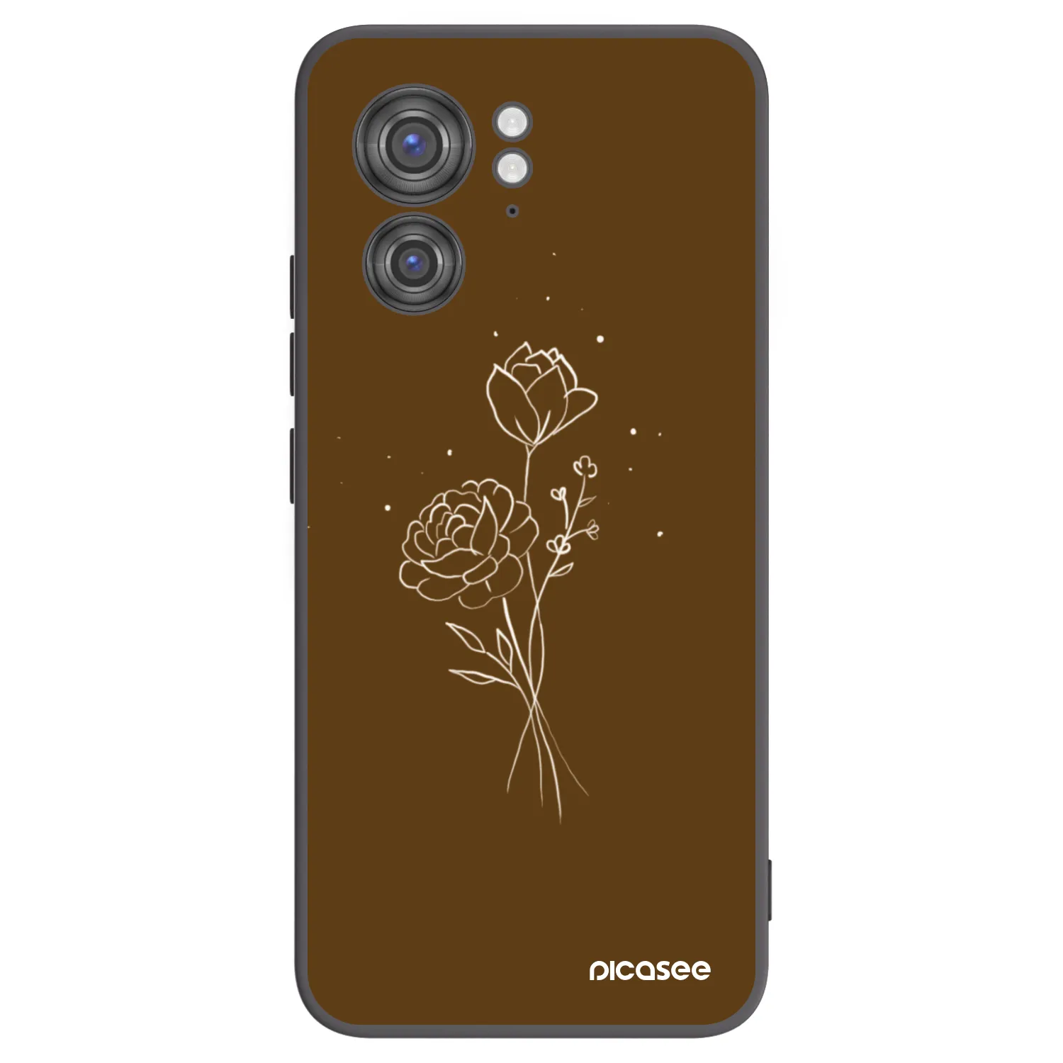Picasee silikonowe czarne etui na Motorola Edge 40 - Brown flowers