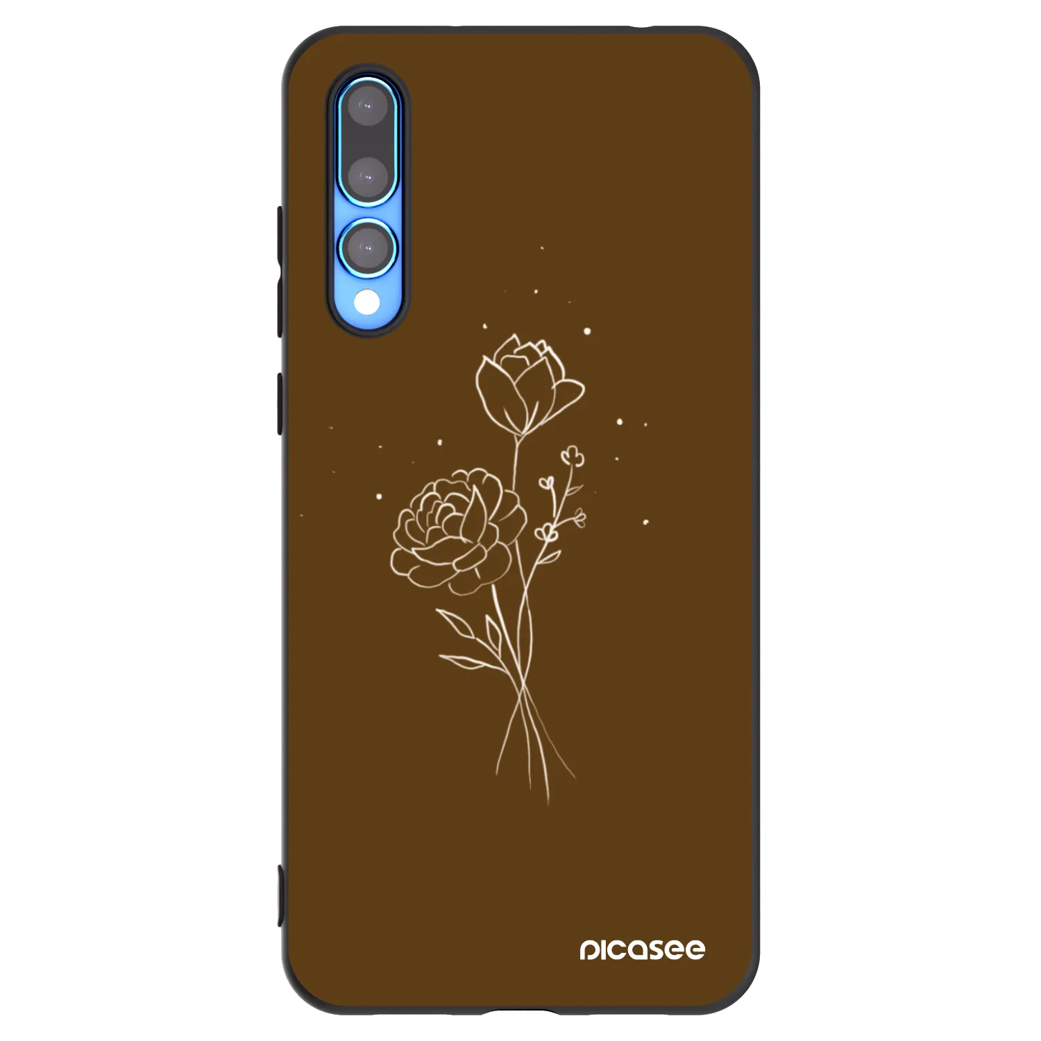 Picasee silikonowe czarne etui na Huawei P20 Pro - Brown flowers