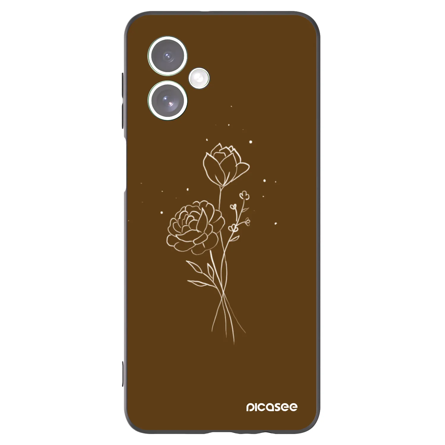 Picasee silikonowe czarne etui na Motorola Moto G54 5G - Brown flowers