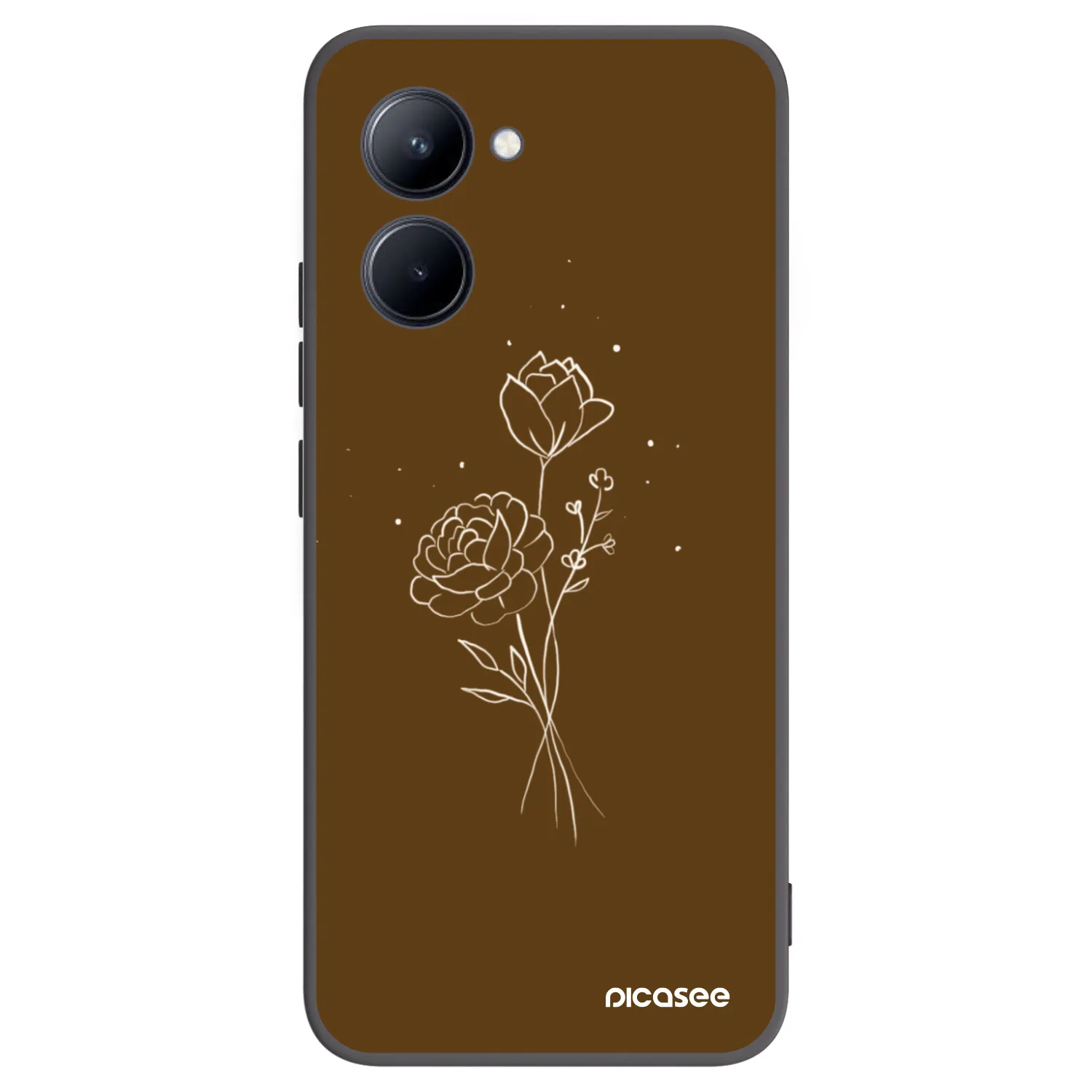 Picasee silikonowe czarne etui na Realme C33 (2023) - Brown flowers
