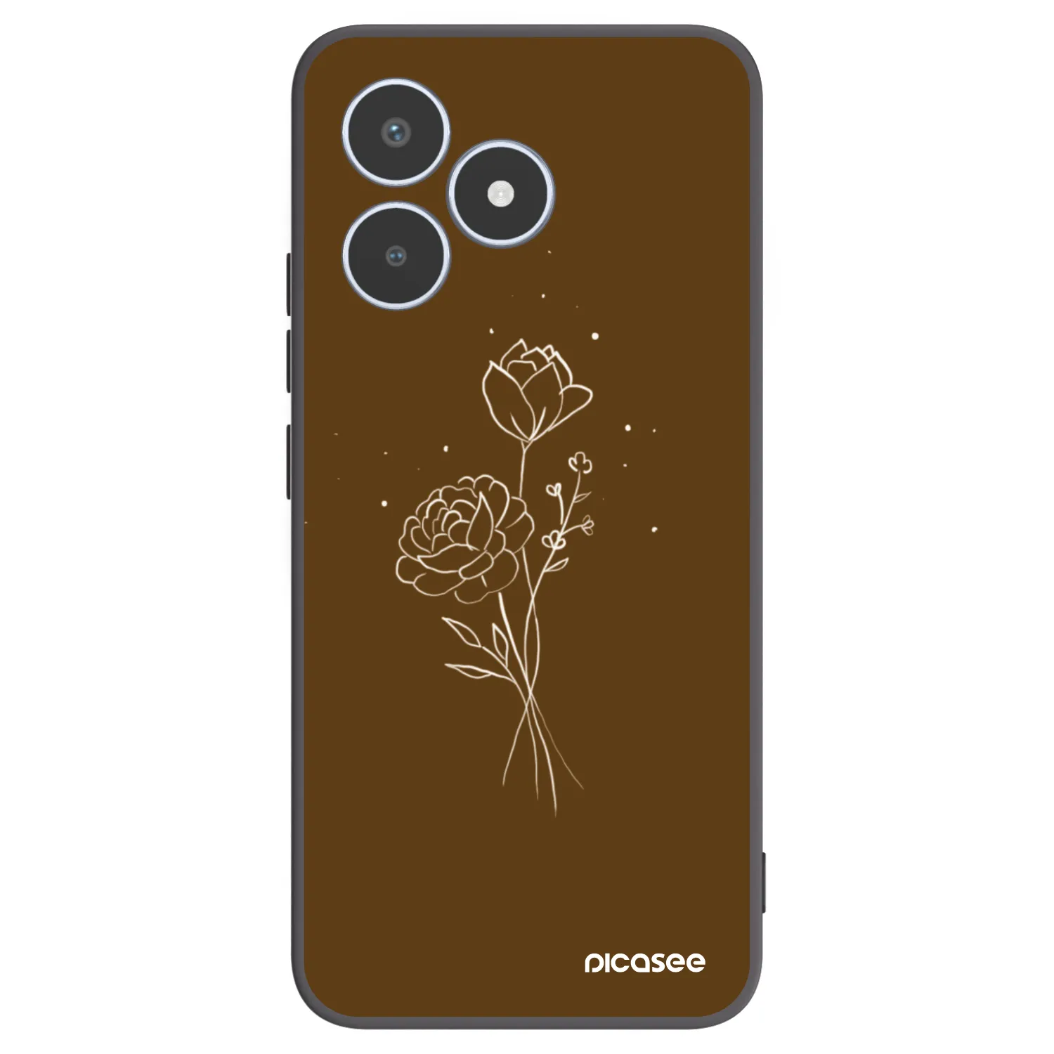 Picasee silikonowe czarne etui na Realme C53 - Brown flowers