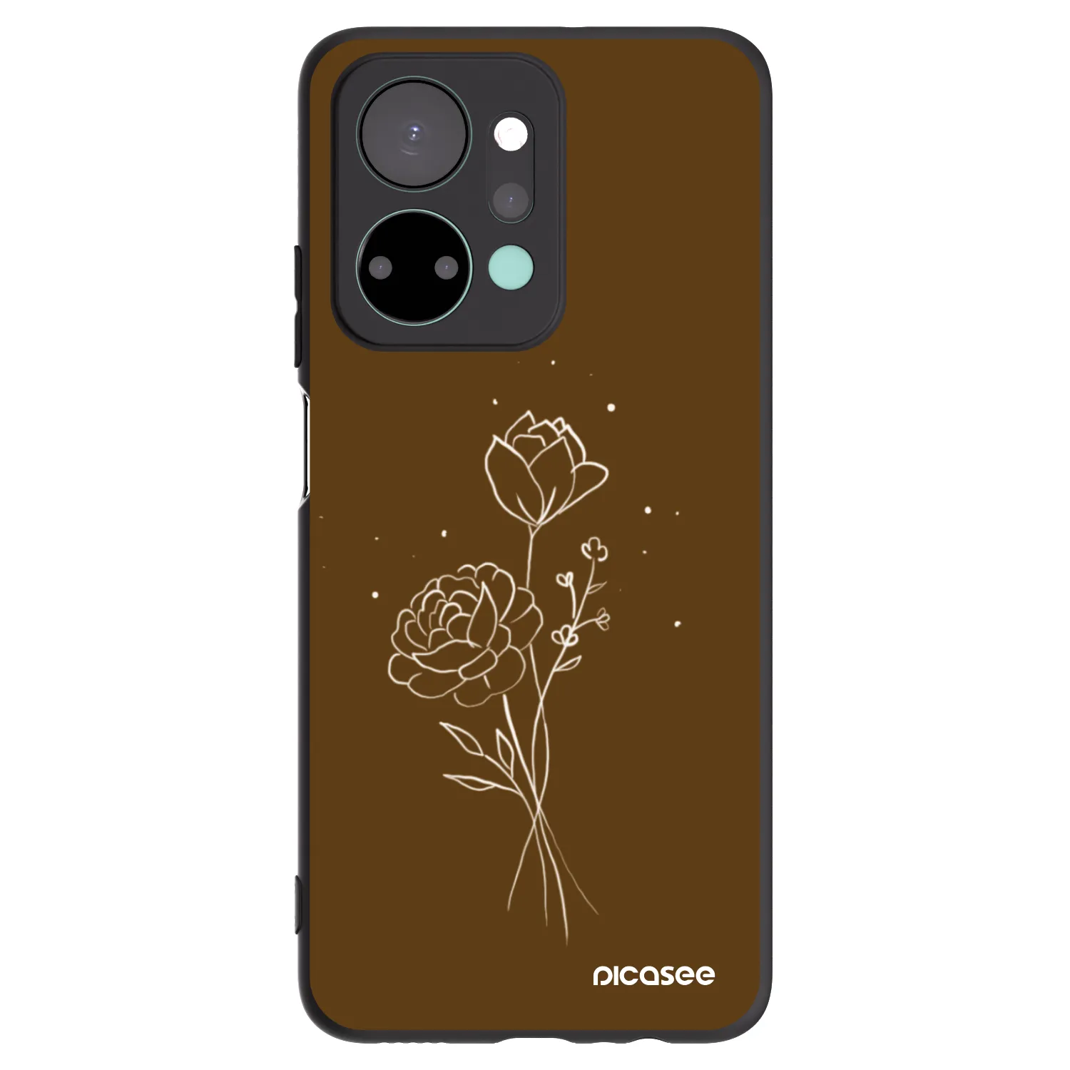 Picasee silikonowe czarne etui na Honor X7a - Brown flowers