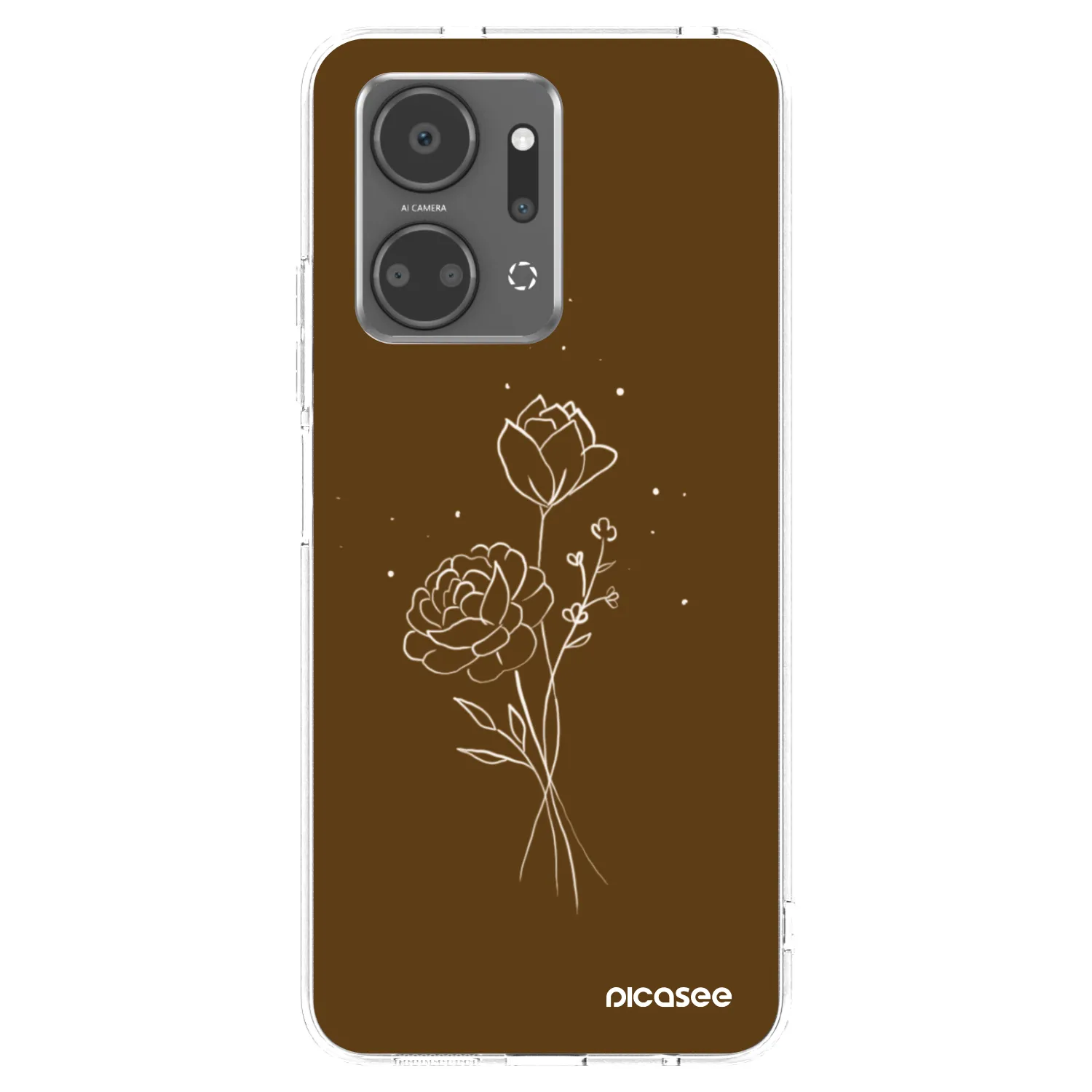 Picasee silikonowe przeźroczyste etui na Honor X7a - Brown flowers
