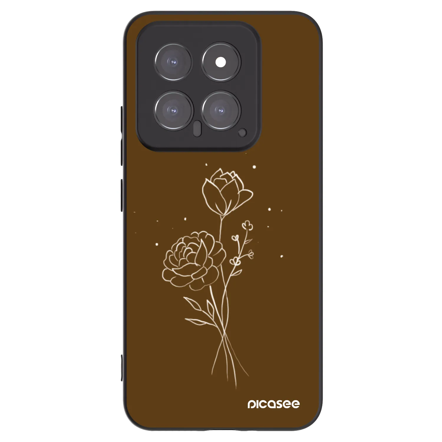 Picasee silikonowe czarne etui na Xiaomi 14 - Brown flowers