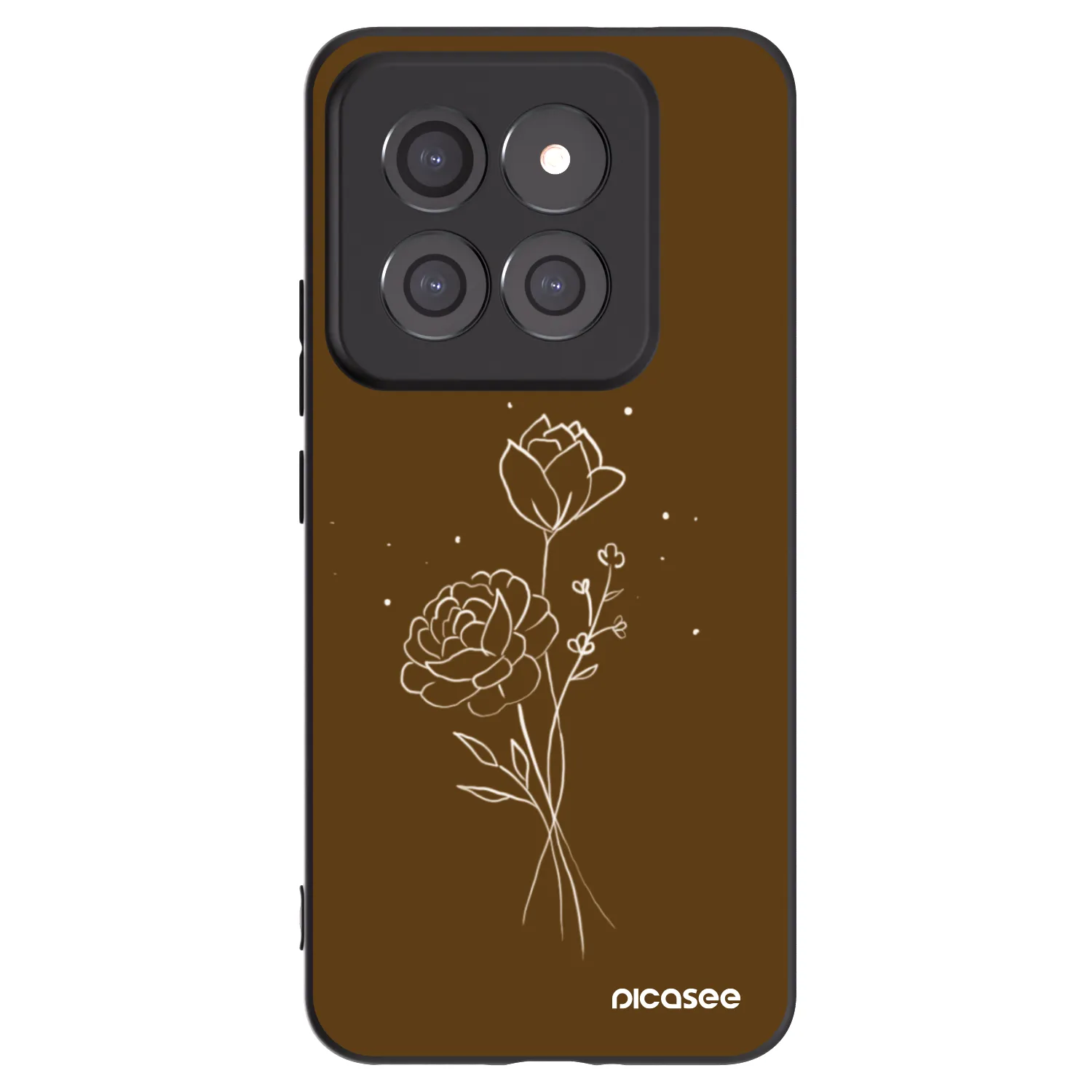 Picasee silikonowe czarne etui na Xiaomi 14 Pro - Brown flowers