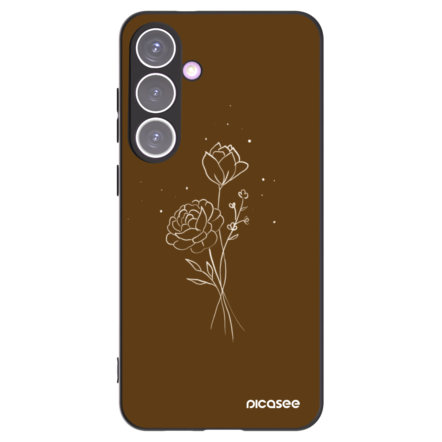 Picasee silikonowe czarne etui na Samsung Galaxy S24+ S926B 5G - Brown flowers