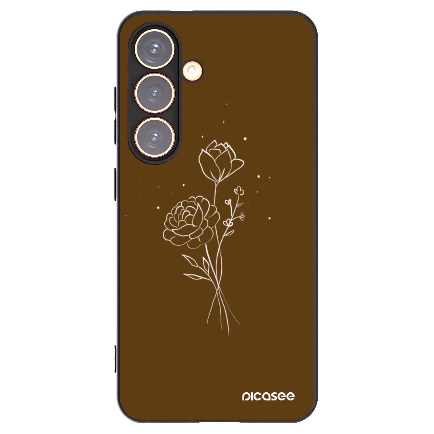 Picasee silikonowe czarne etui na Samsung Galaxy S24 S921B 5G - Brown flowers