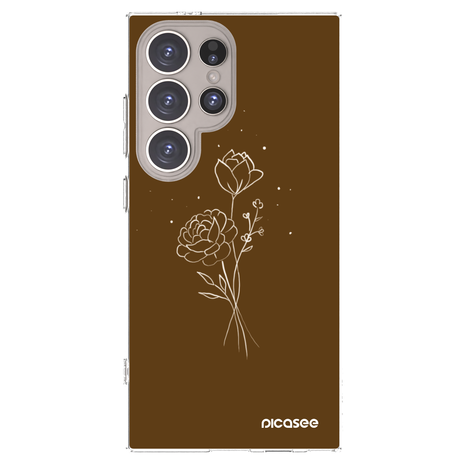 Picasee silikonowe przeźroczyste etui na Samsung Galaxy S24 Ultra S928B 5G - Brown flowers