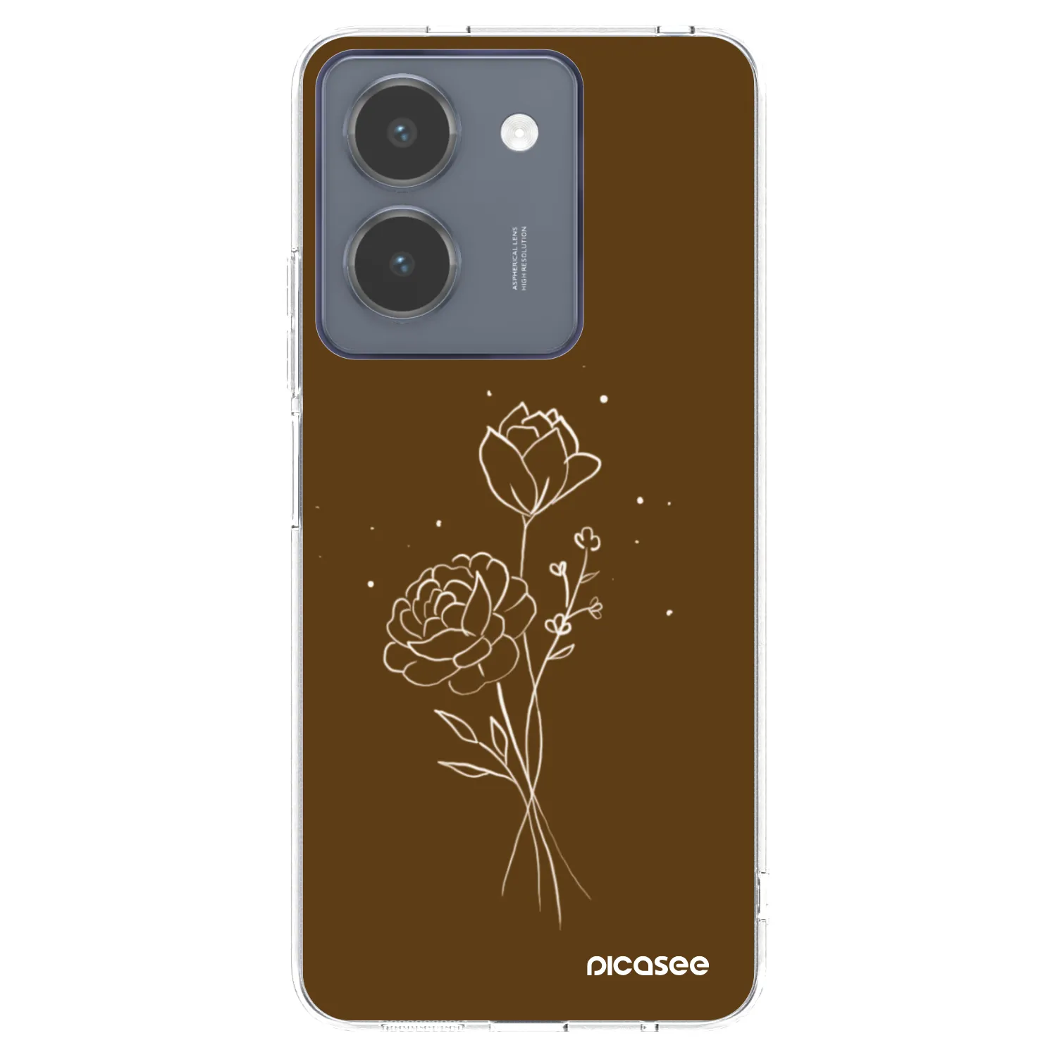 Picasee silikonowe przeźroczyste etui na Vivo Y36 4G - Brown flowers