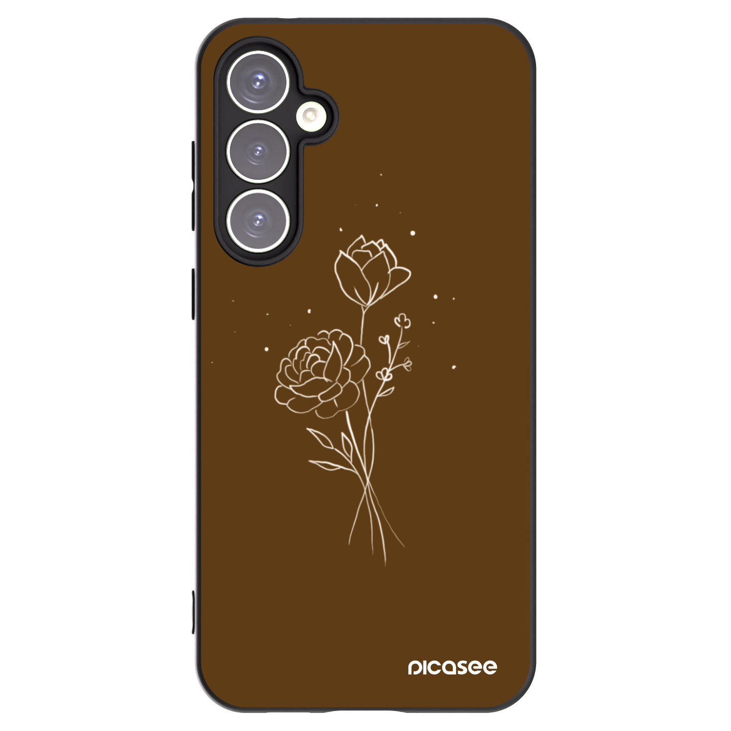 Picasee silikonowe czarne etui na Samsung Galaxy S23 FE S711B - Brown flowers