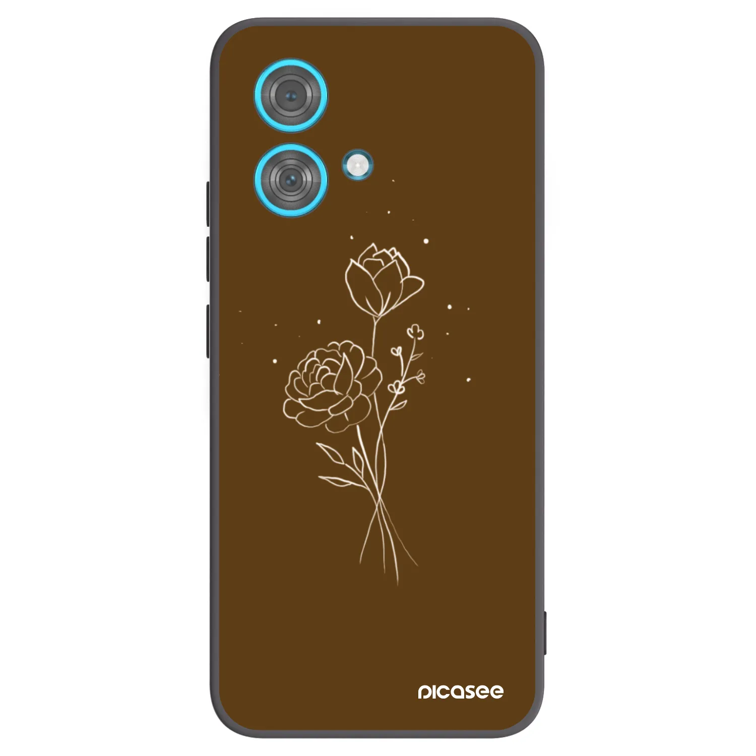 Picasee silikonowe czarne etui na Motorola Edge 40 Neo - Brown flowers