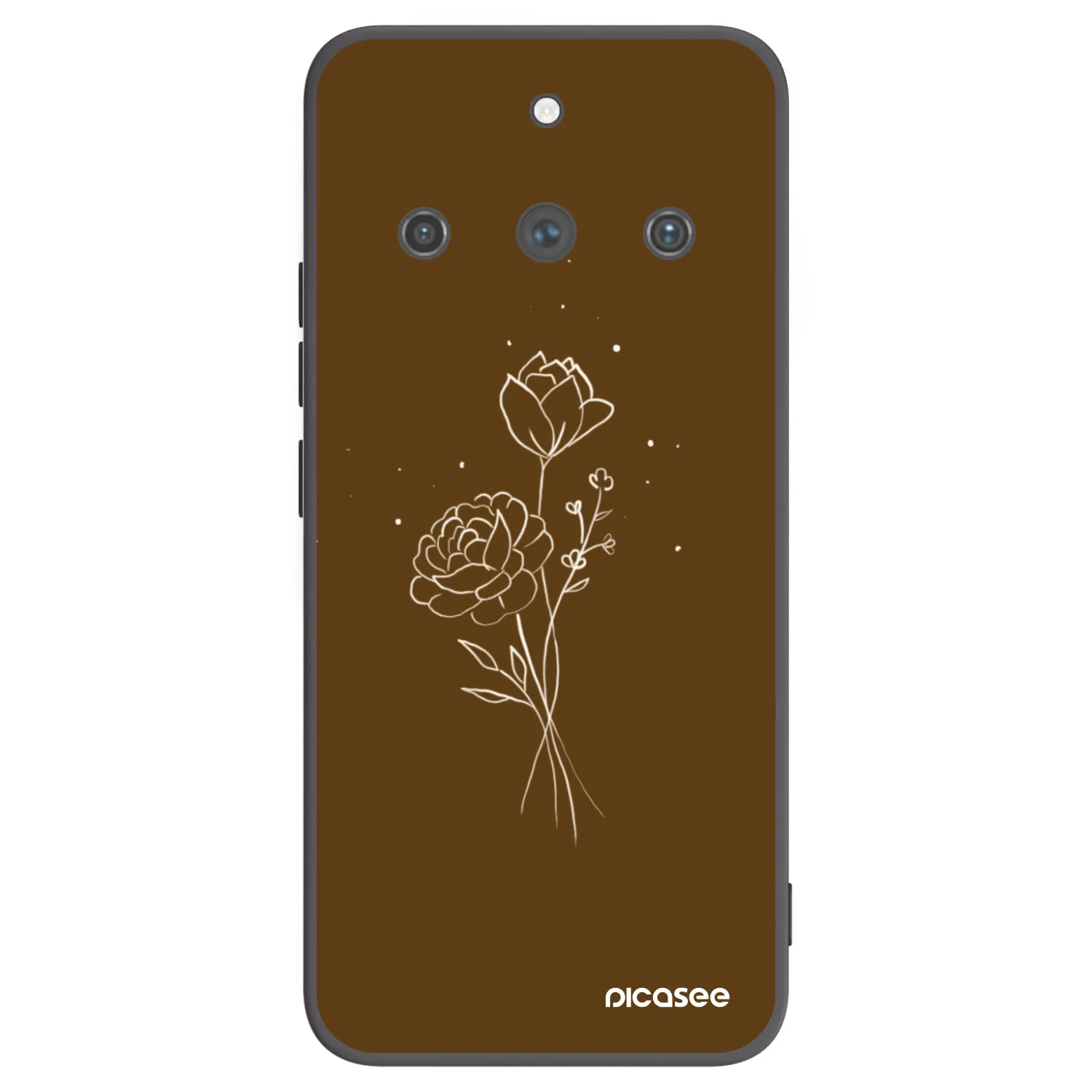 Picasee silikonowe czarne etui na Realme 11 Pro+ - Brown flowers
